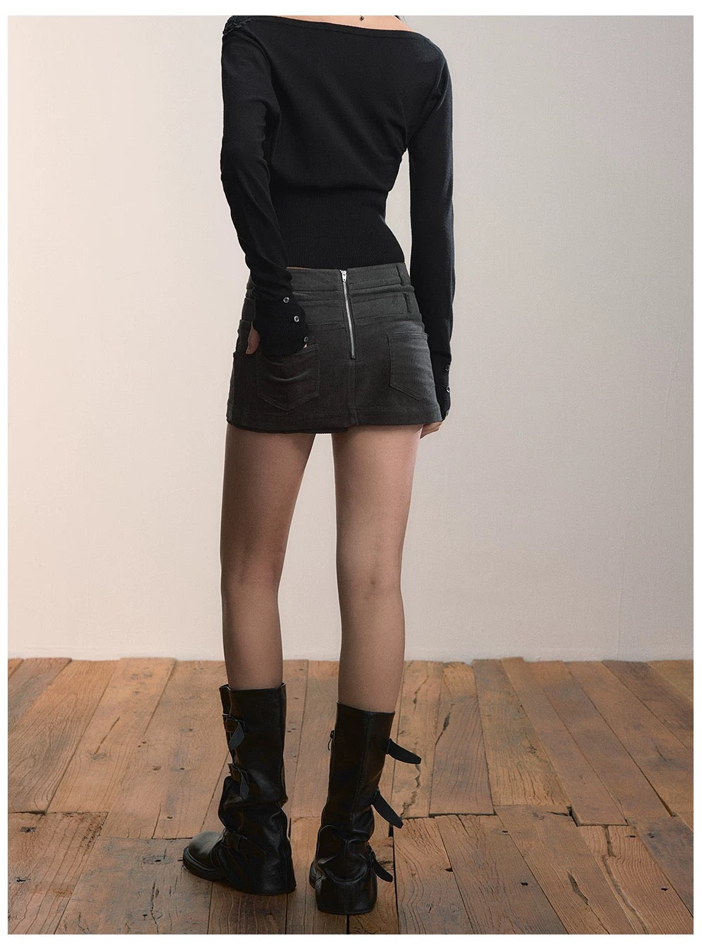 VIA PITTI VIADTP634 Light velvet core versatile straight tube skirt