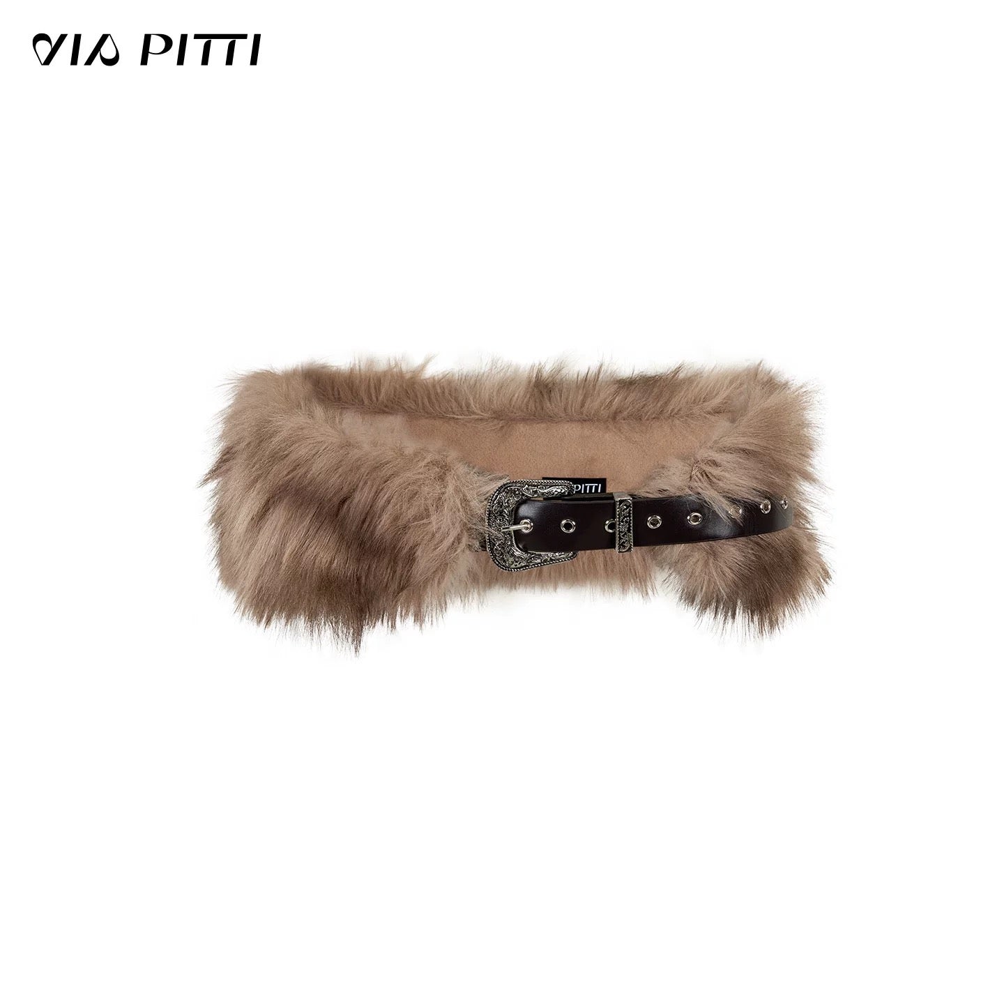 VIA PITTI VIAAA033 Three-Function Leather Belt & Fur Shawl