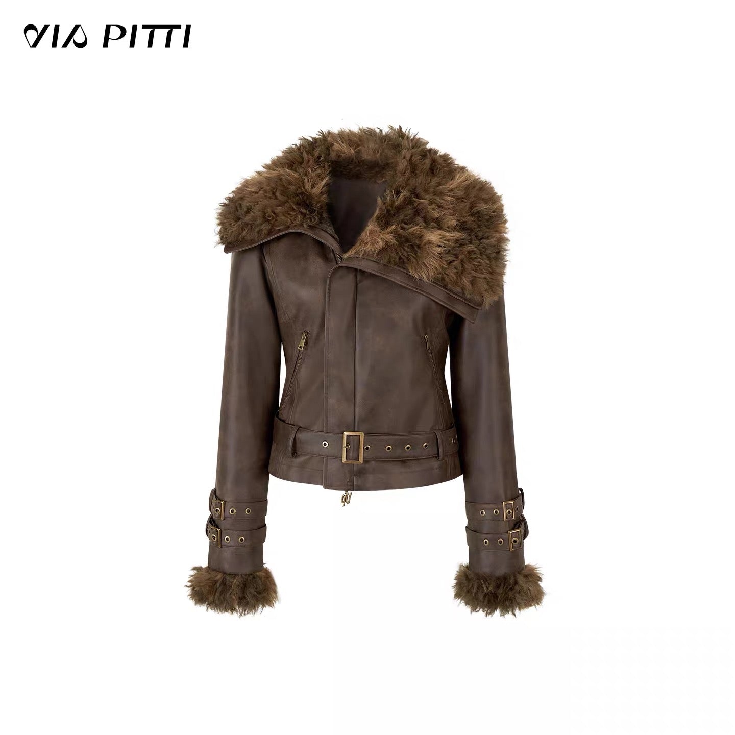 VIA PITTI VIACC546 Heavy industry imitation fur short jacket