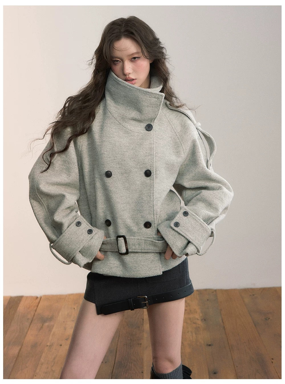 VIA PITTI VIADC586 Double breasted contrasting color wool jacket