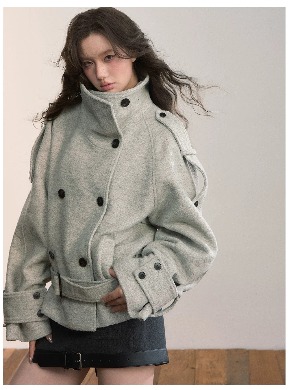 VIA PITTI VIADC586 Double breasted contrasting color wool jacket