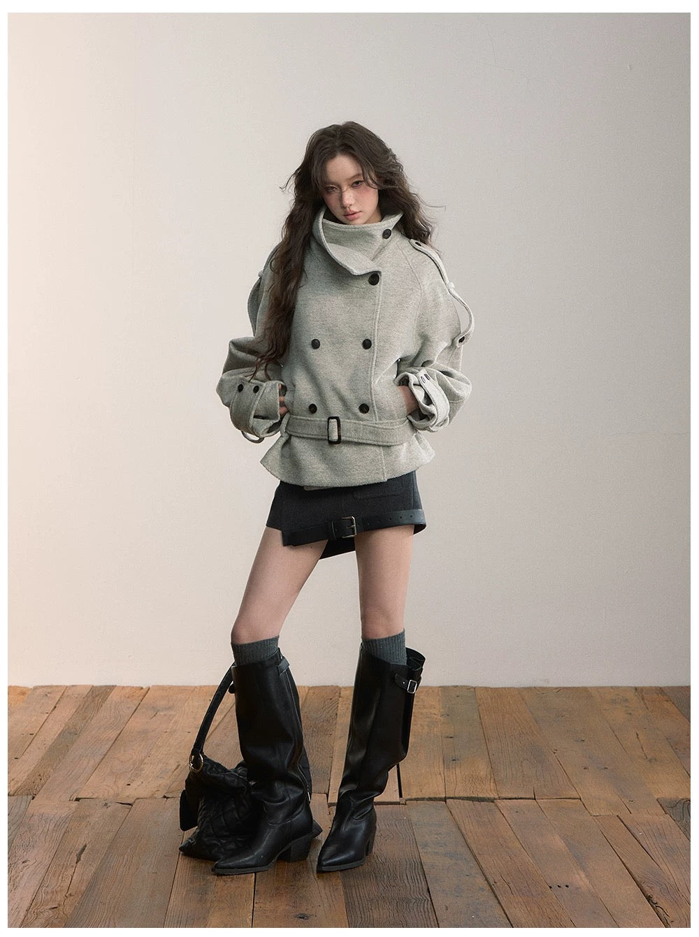 VIA PITTI VIADC586 Double breasted contrasting color wool jacket