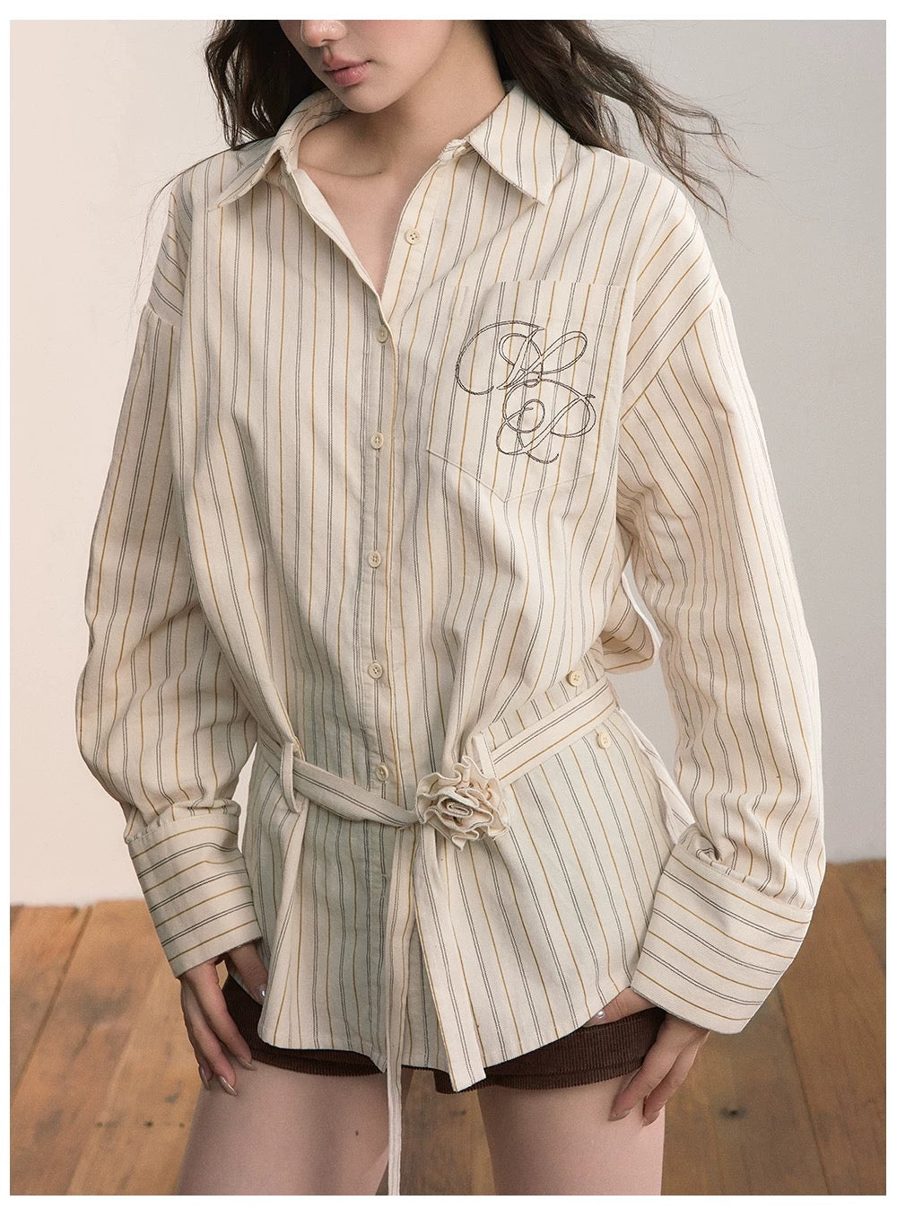 VIA PITTI VIADTP597 Two in one waist belt choker striped shirt