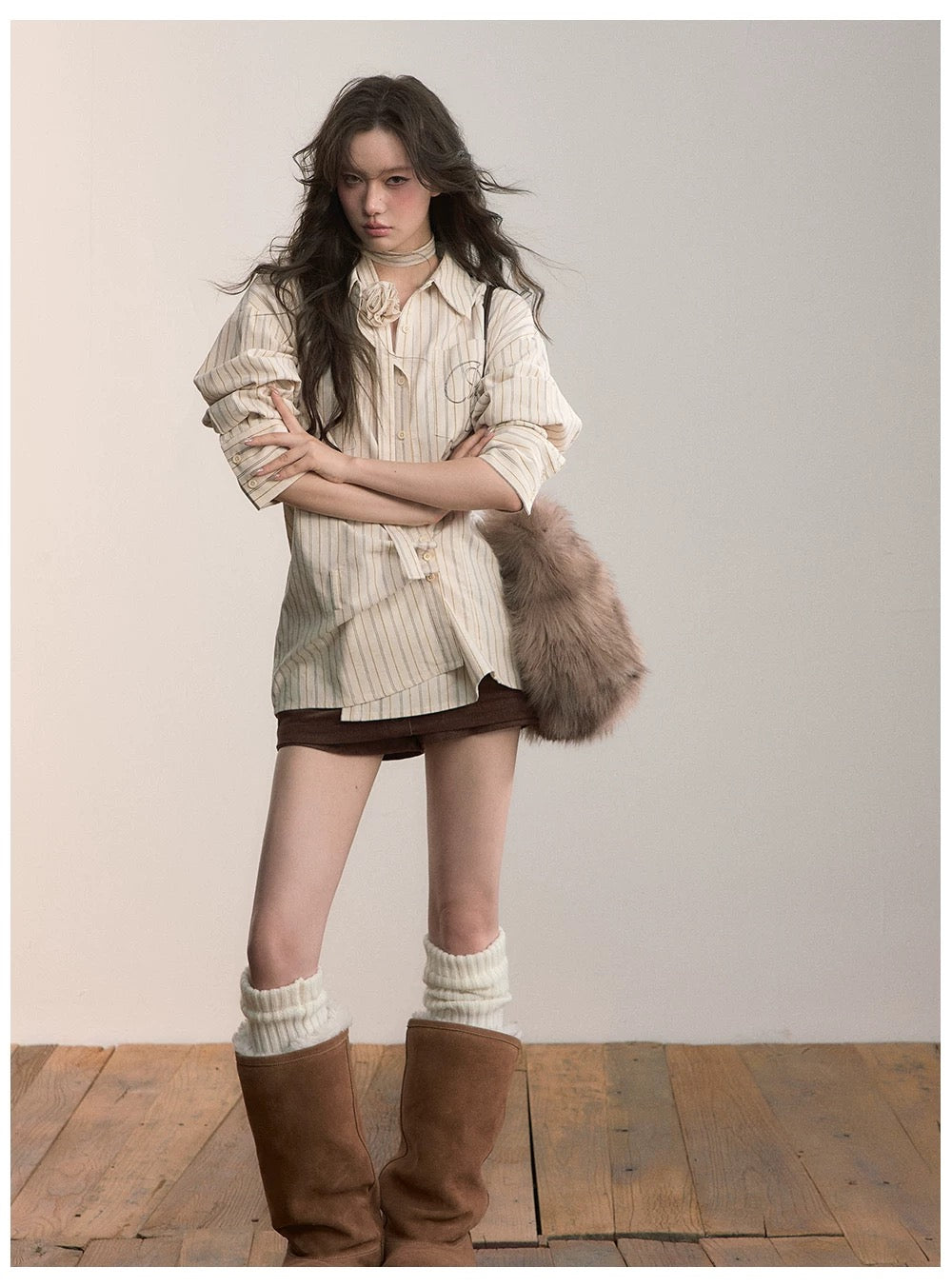 VIA PITTI VIADTP597 Two in one waist belt choker striped shirt