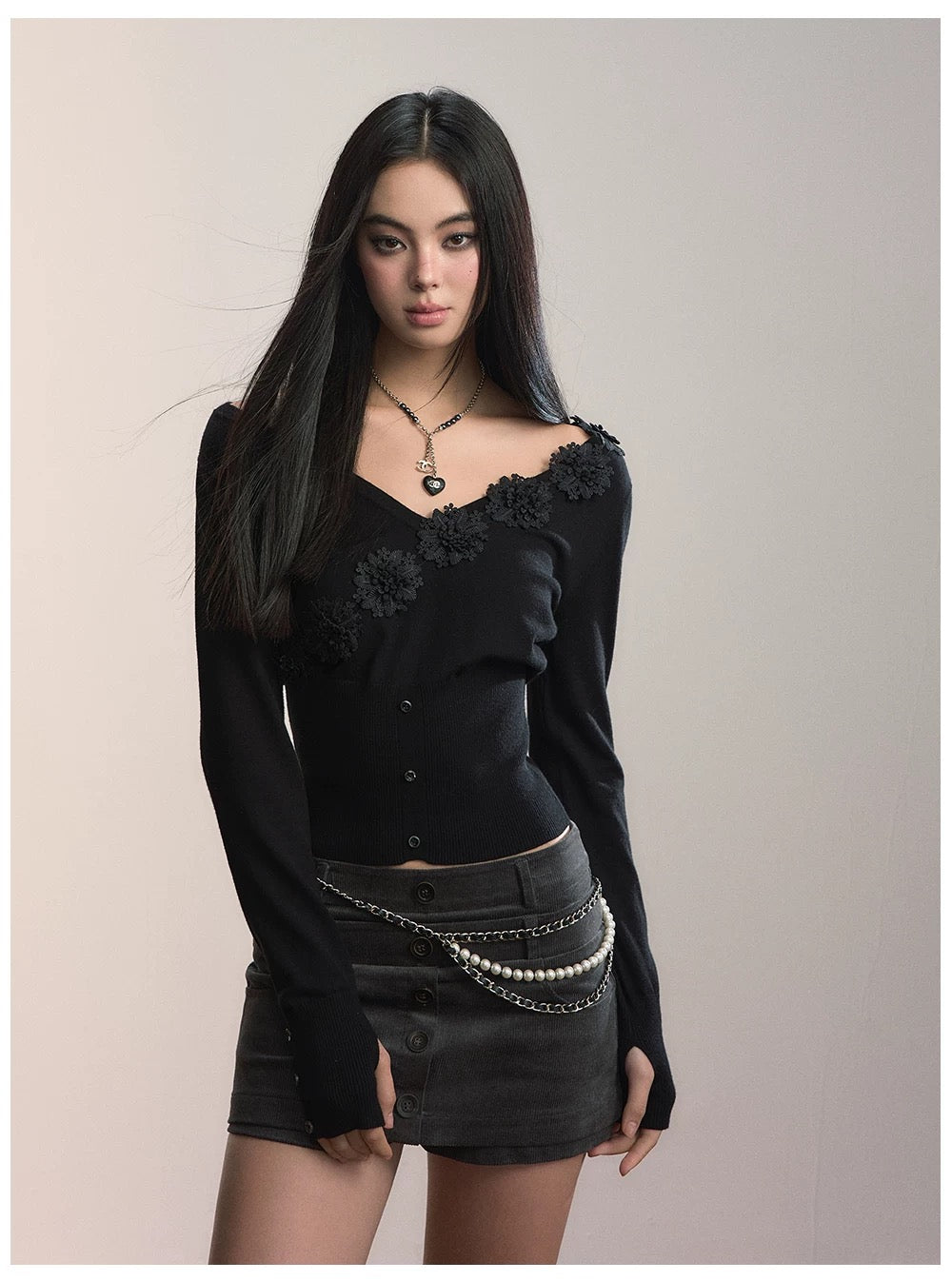 VIA PITTI VIADK655 3D flower waist cinching T-shirt