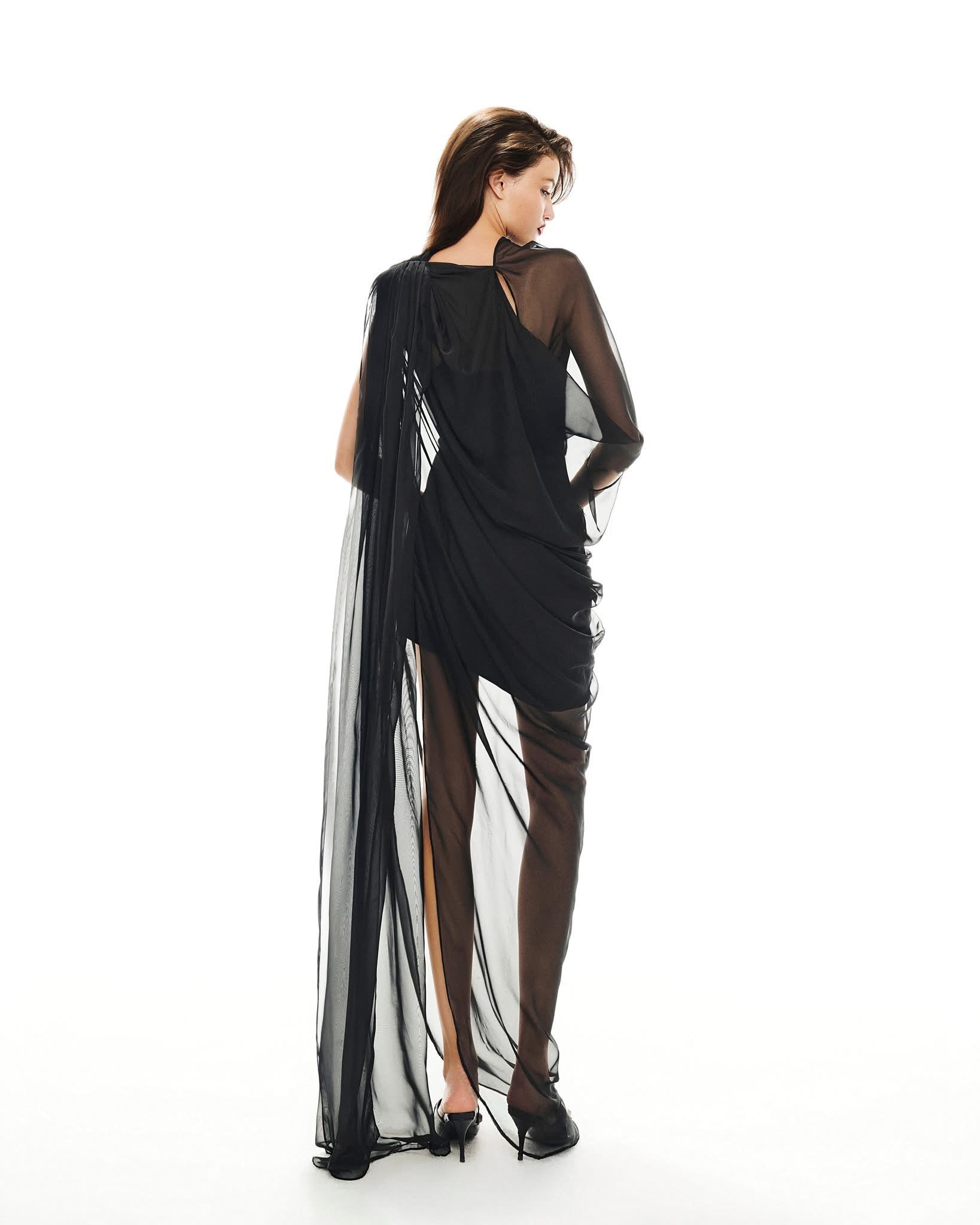 MUST HAVE Sheer-draped maxi dress