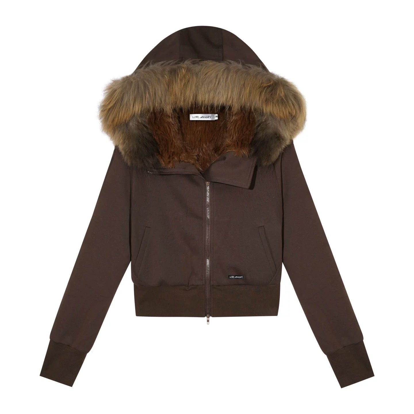 AsGony ASG25580&ASG25582 American retro solid color fleece hoodie + pants set (Brown)