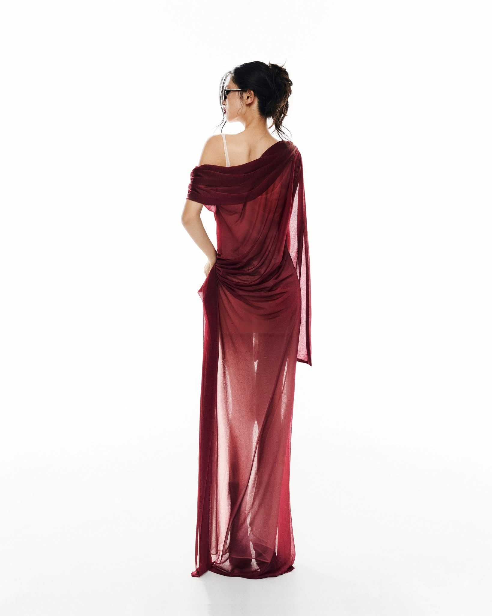 MUST HAVE Asymmetric color-block wrap dress