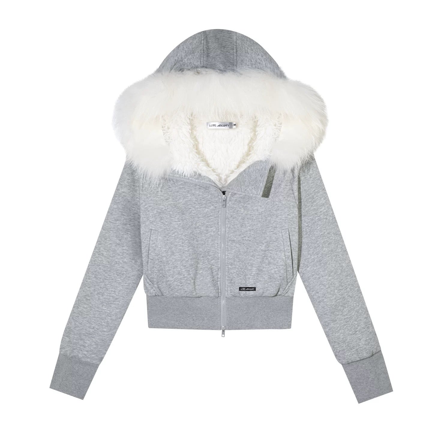 AsGony ASG25580&ASG25582 American retro solid color fleece hoodie + pants set (Grey)