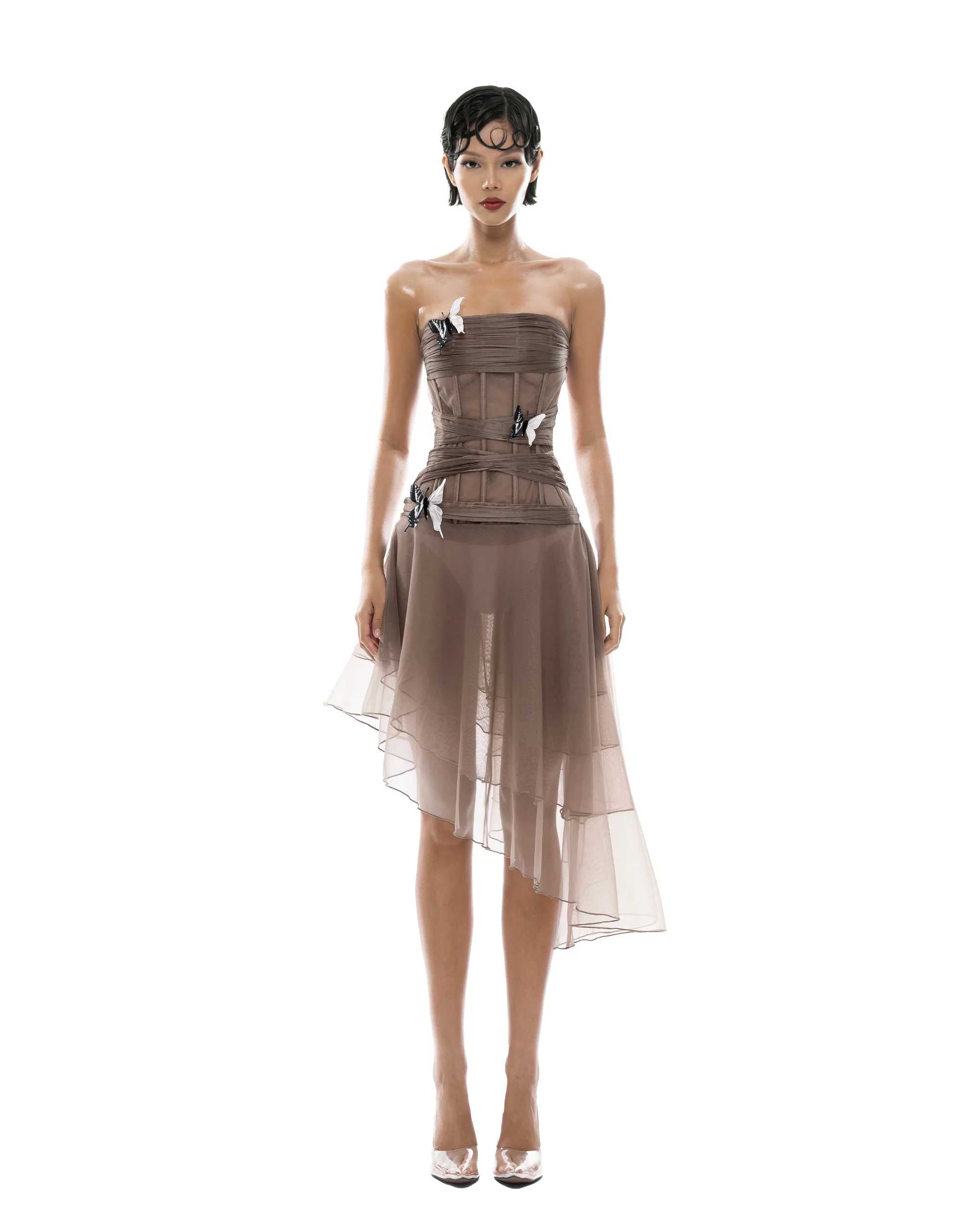 Huelleyrose THEA DRESS WITH BUTTERFLY PINS