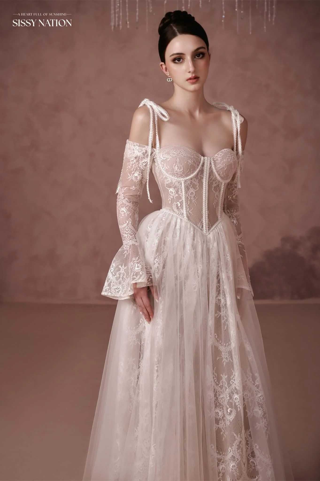 Sissy Nude Lace Clover Midi Dress