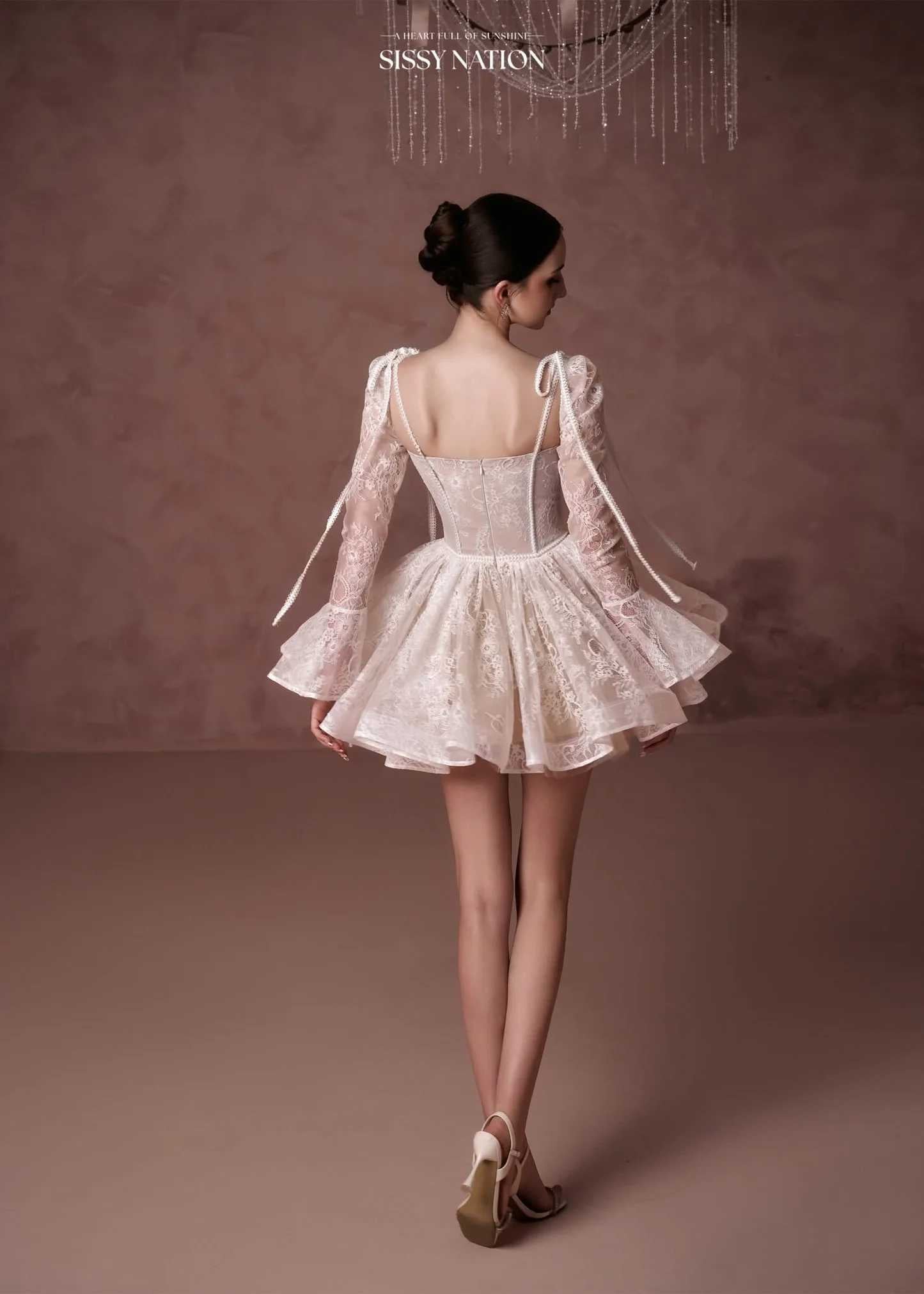 Sissy Nude Lace Clover Corset Mini Dress