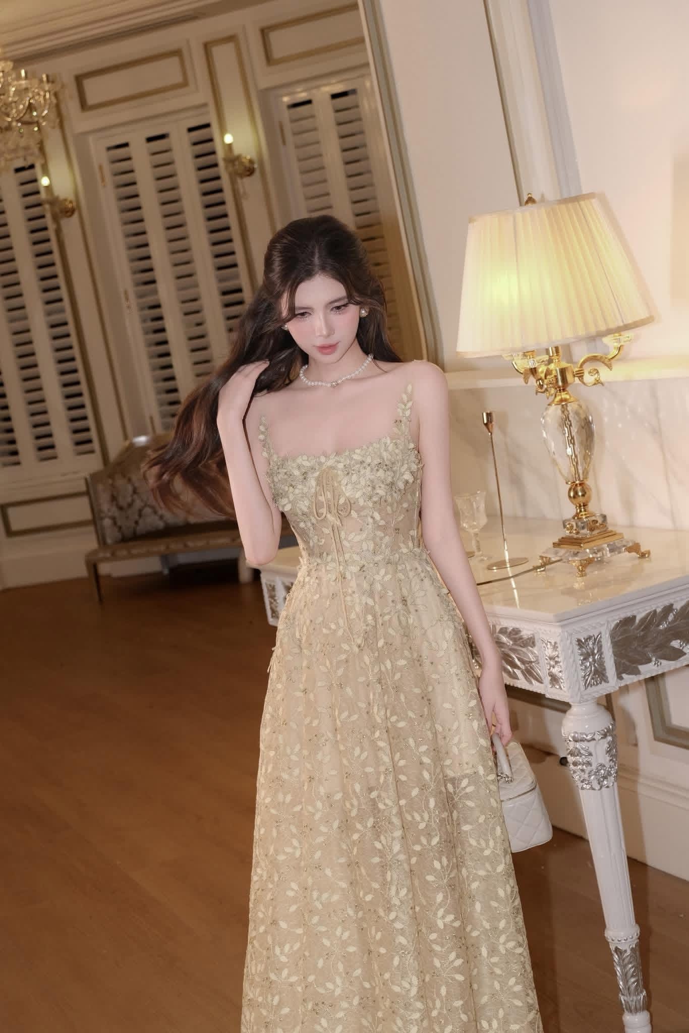 XY Bymyxy Gold lace dress