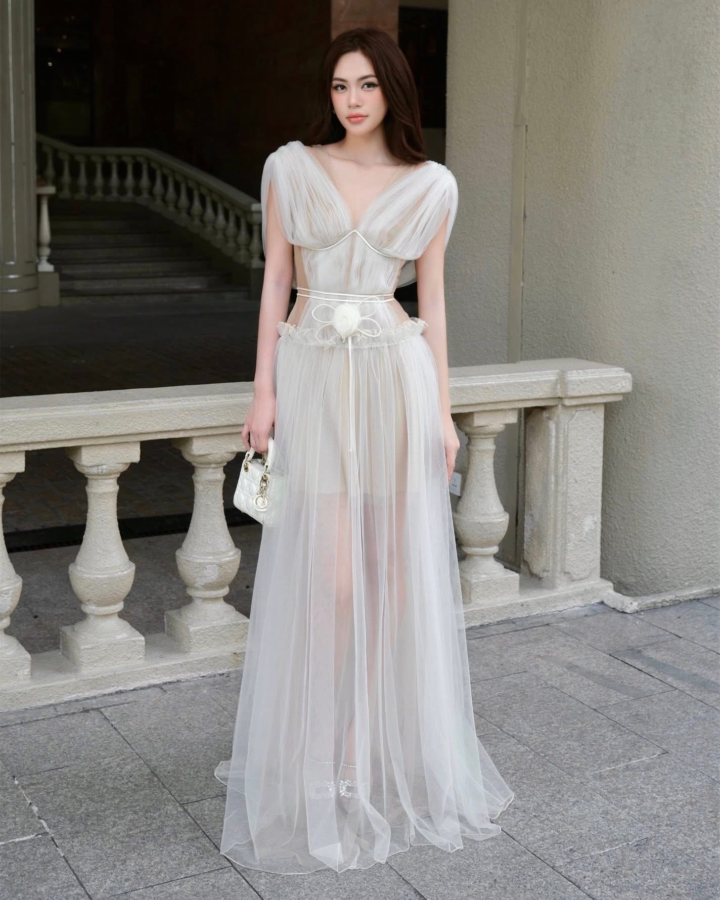XY Bymyxy Cream bow dress
