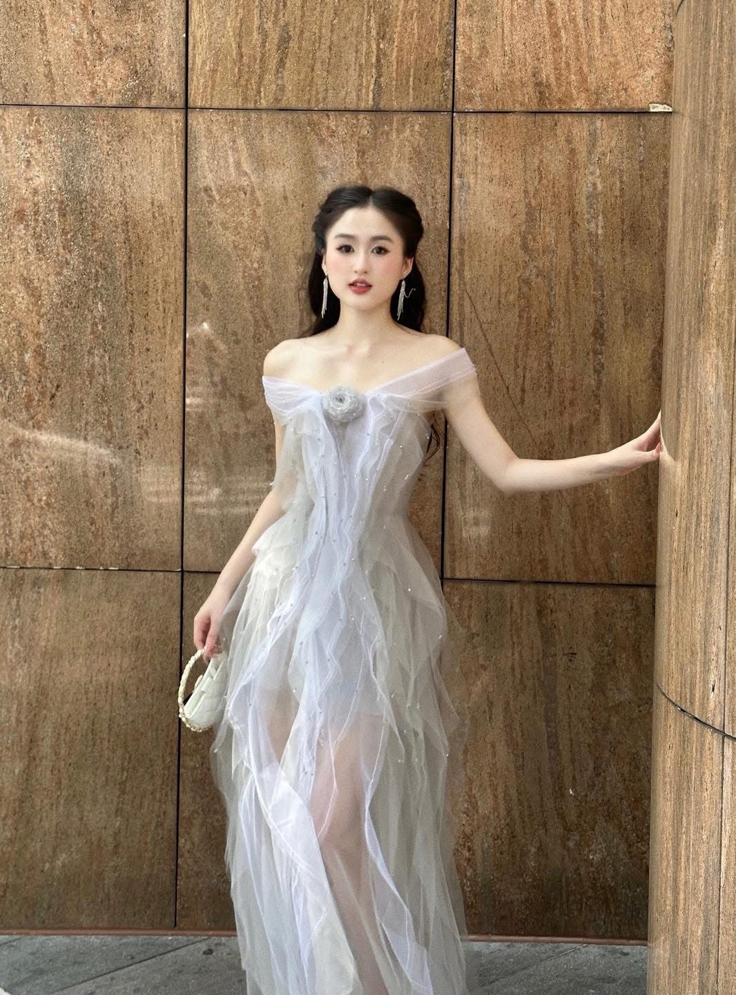 XY Bymyxy Grey white rose bling dress