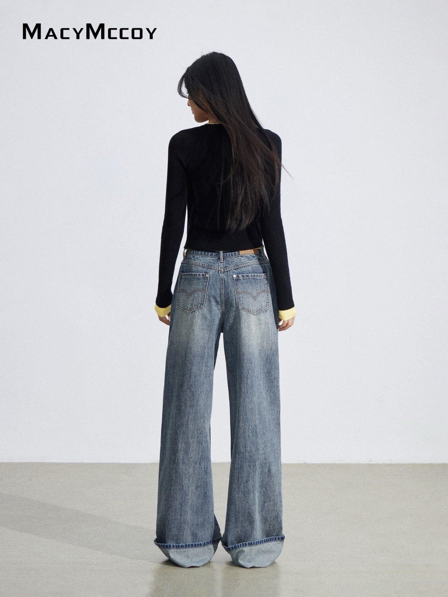 MacyMccoy MMC2026032 Flanged Embroidered Cowboy Wide Leg Pants
