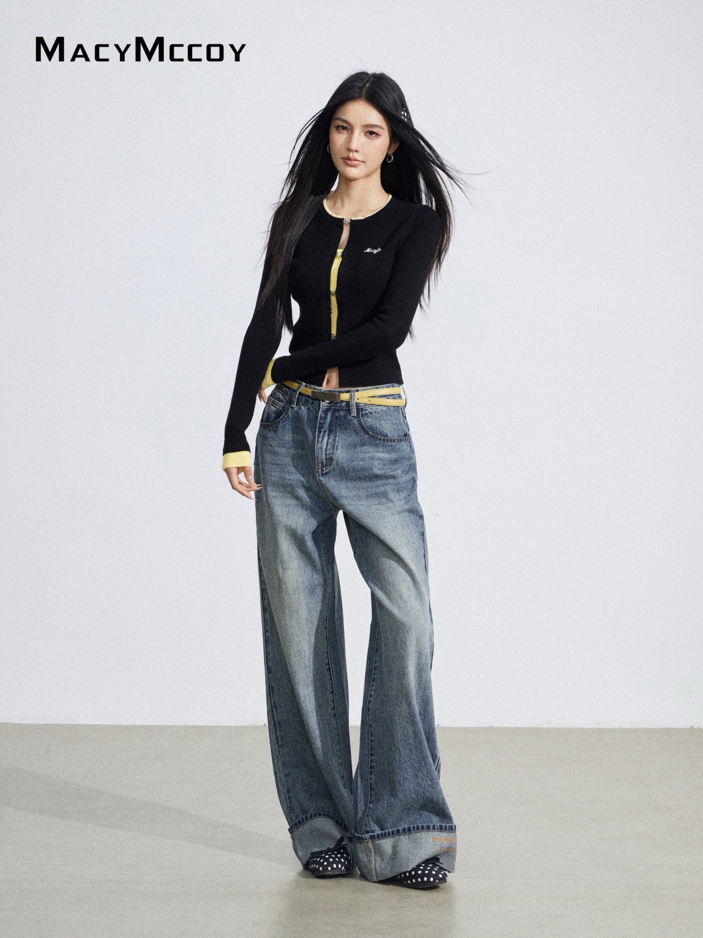 MacyMccoy MMC2026030 Fake two piece contrasting knitted tops