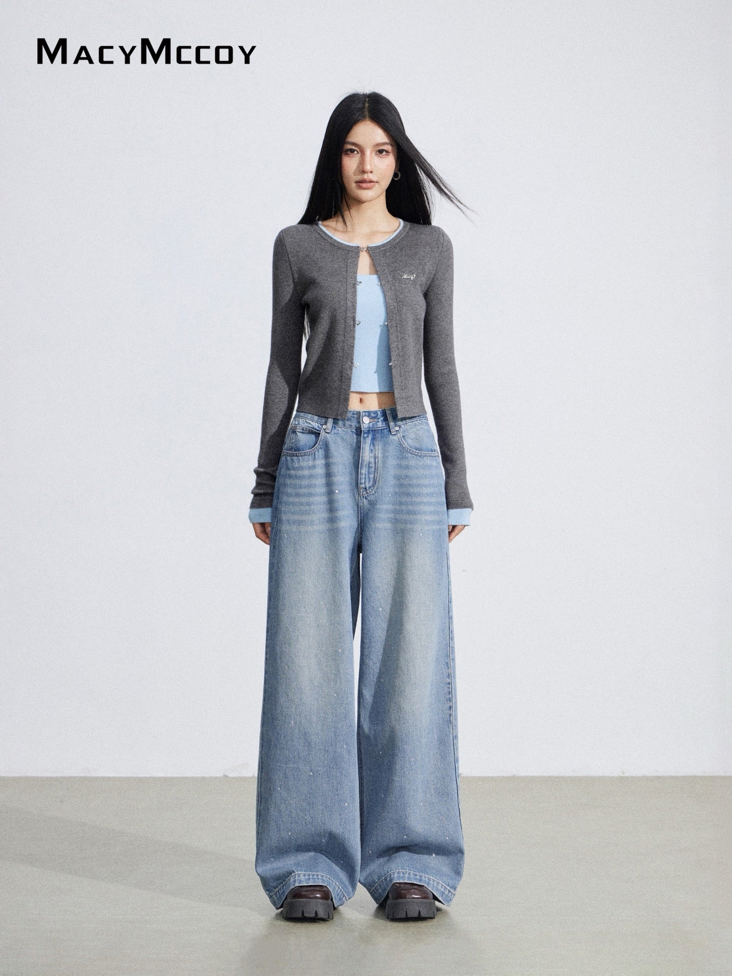 MacyMccoy MMC2026030 Fake two piece contrasting knitted tops
