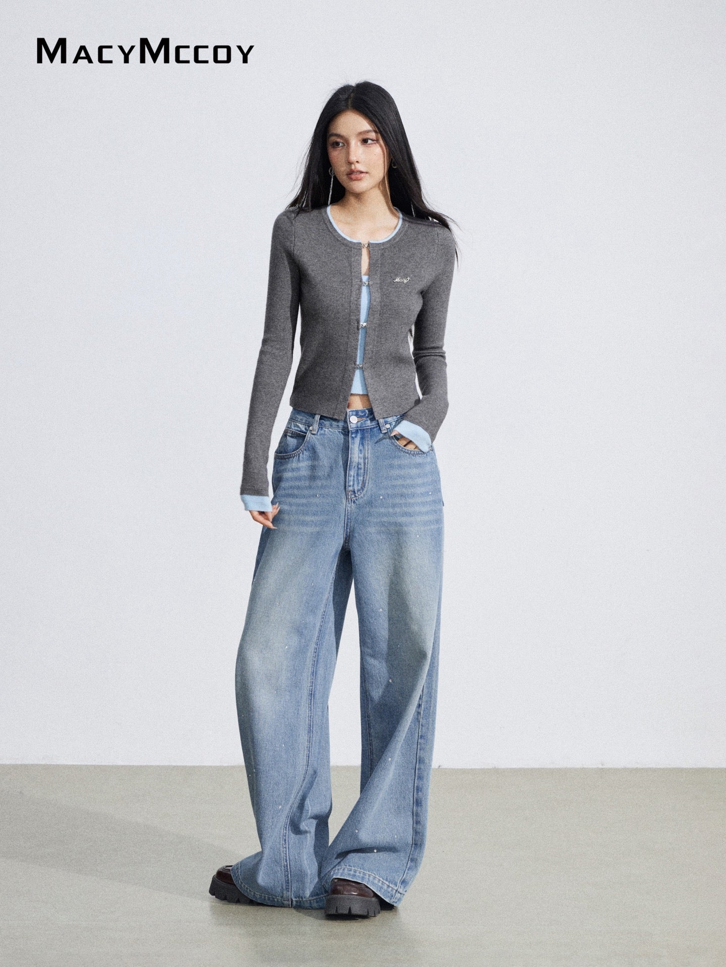 MacyMccoy MMC2026030 Fake two piece contrasting knitted tops