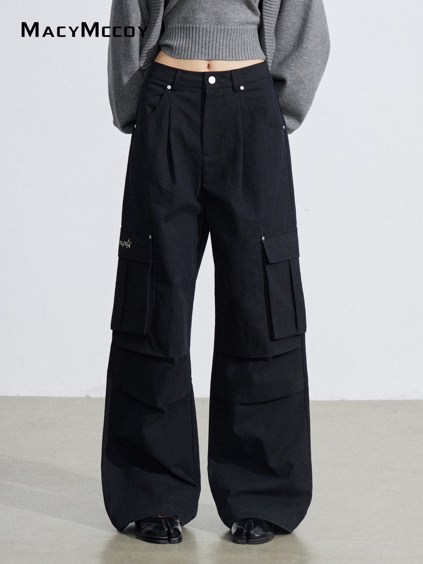 MacyMccoy MMC2026031 Wrinkled workwear wide leg pants