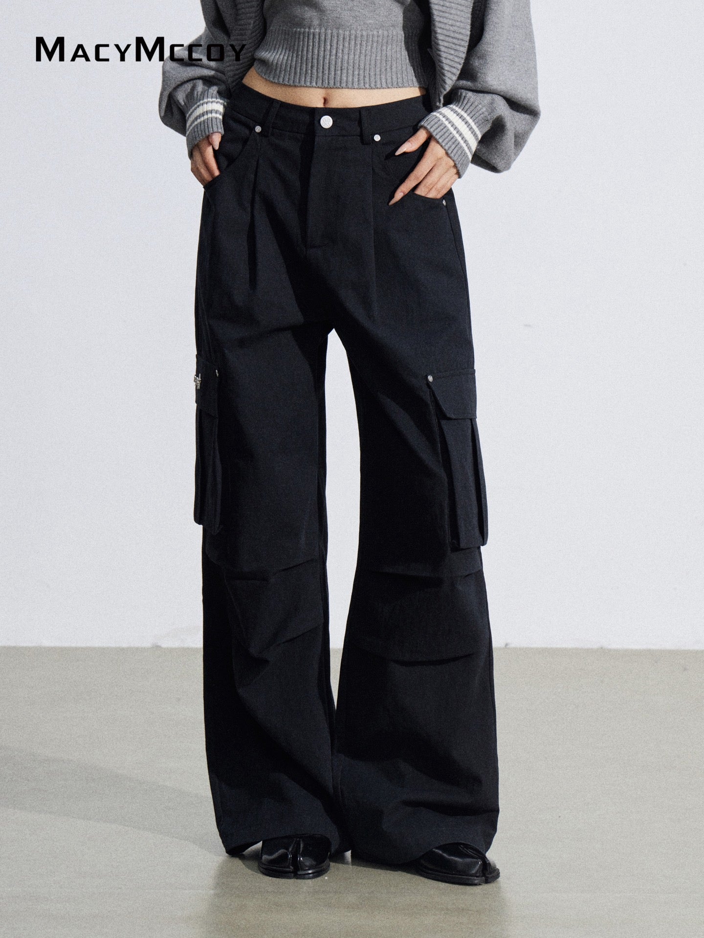 MacyMccoy MMC2026031 Wrinkled workwear wide leg pants