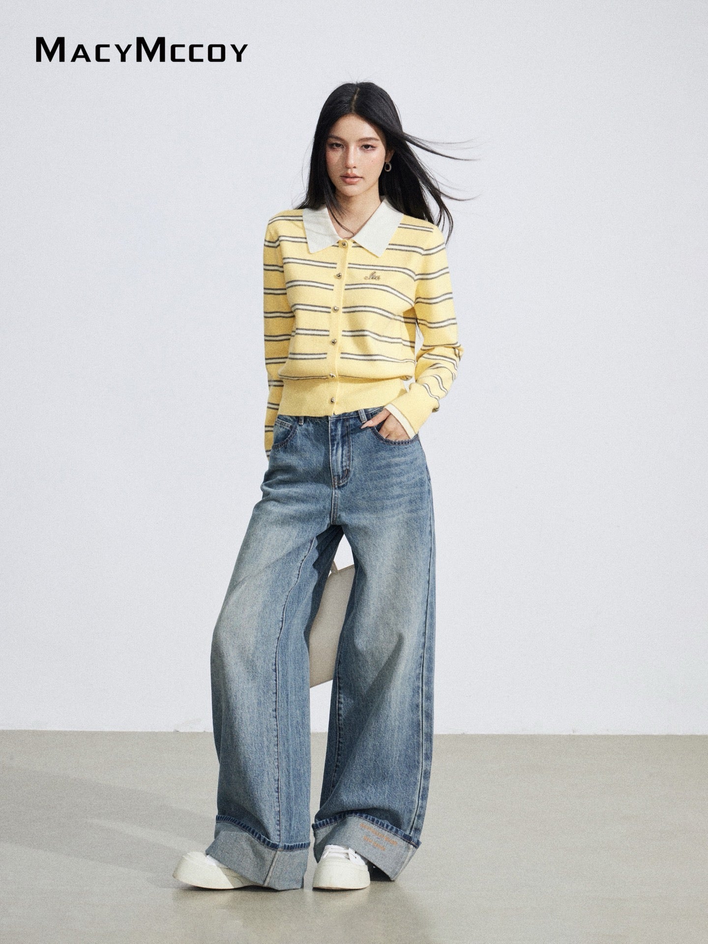 MacyMccoy MMC2026032 Flanged Embroidered Cowboy Wide Leg Pants