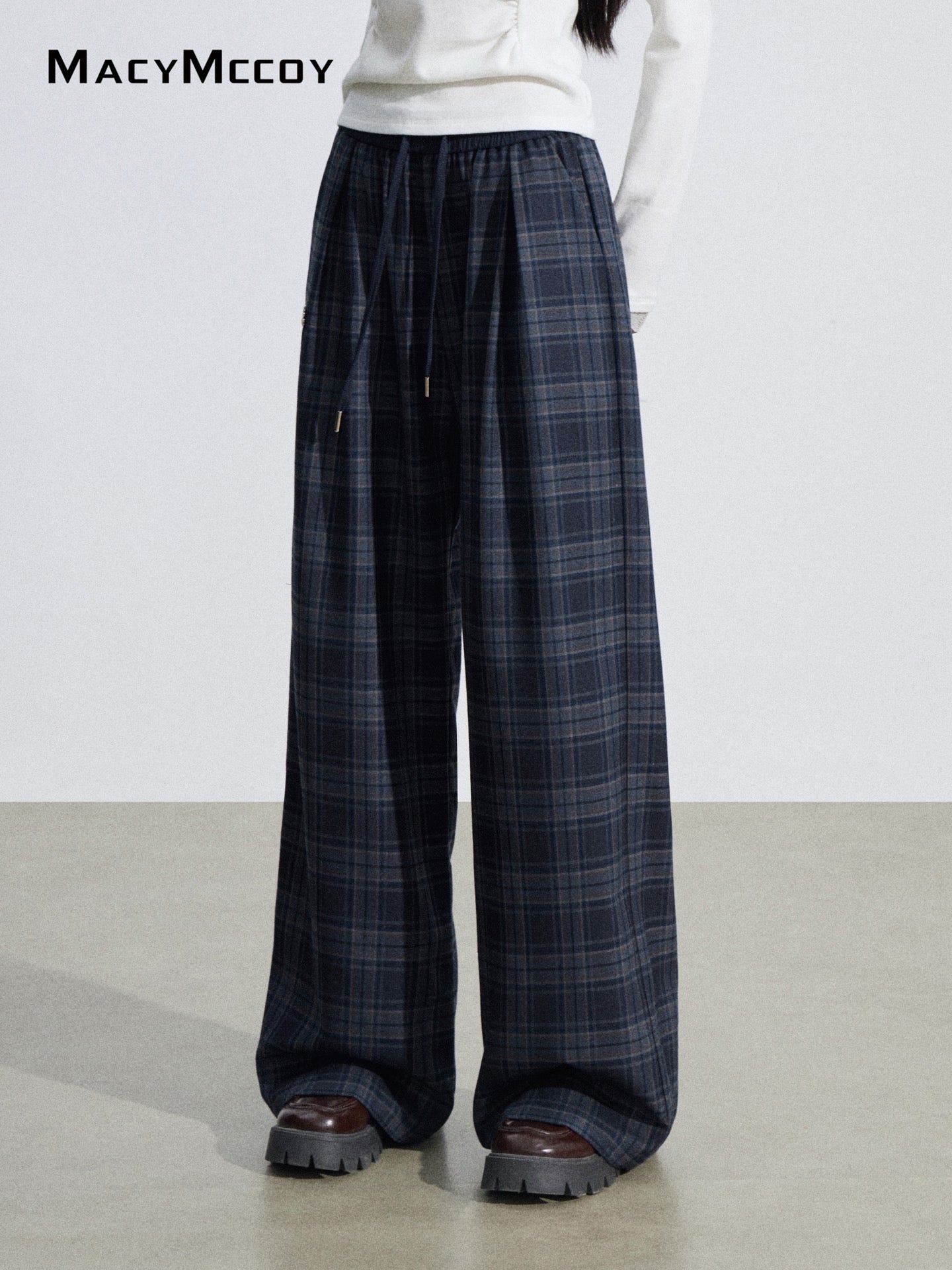 MacyMccoy MMC2026039 Grid splicing hanging wide leg pants
