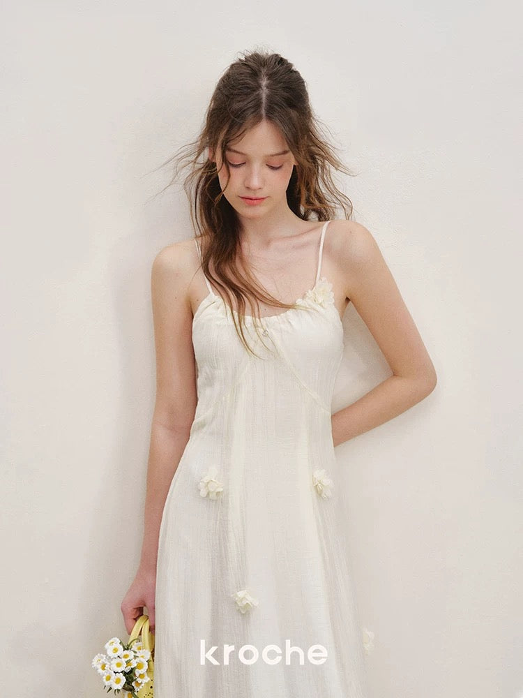 Kroche Vacation style flower suspender dress