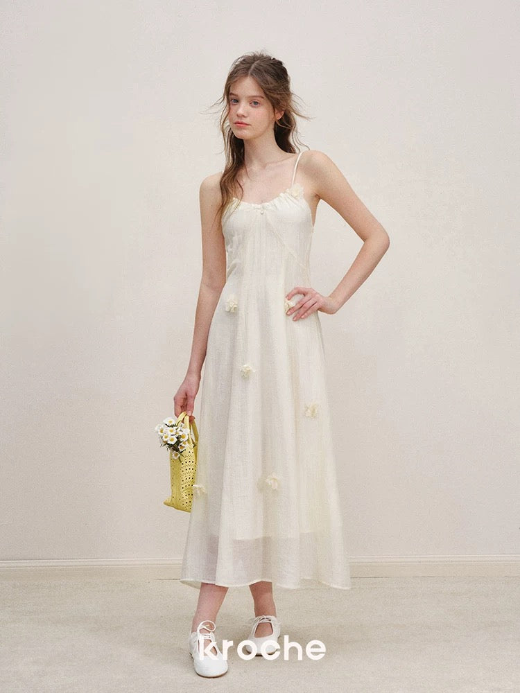 Kroche Vacation style flower suspender dress