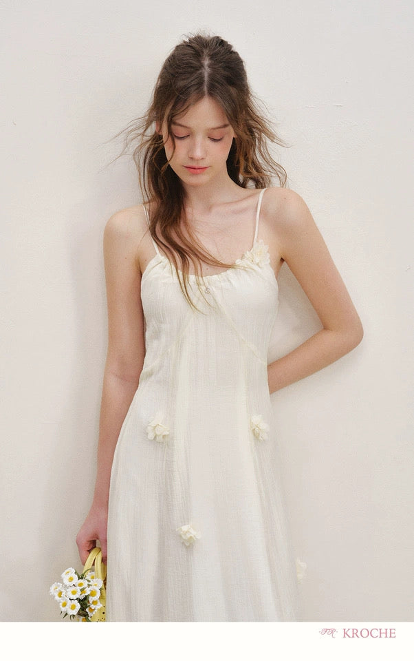 Kroche Vacation style flower suspender dress