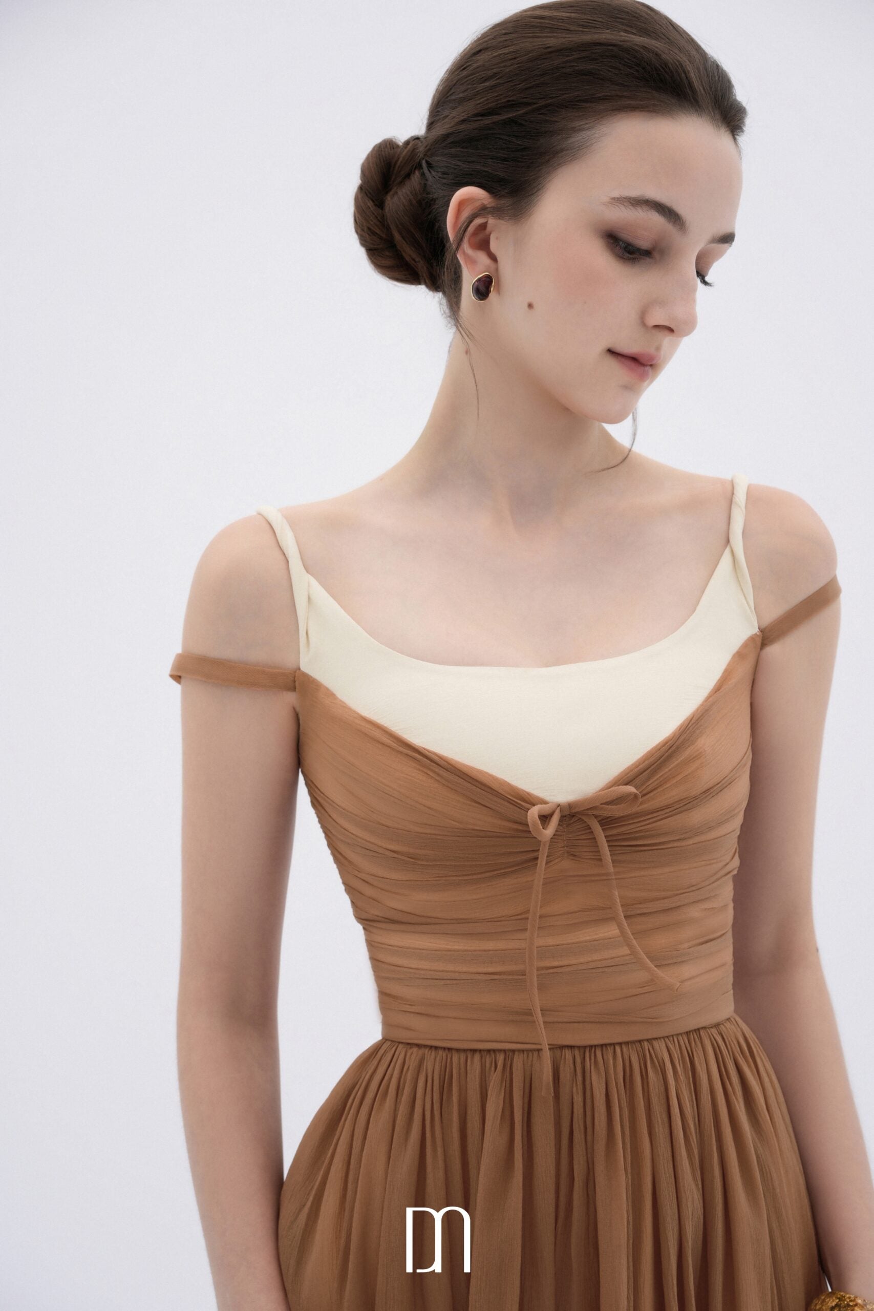 BYDENIO Cornish off-shoulder midi dress with ruched bodice
