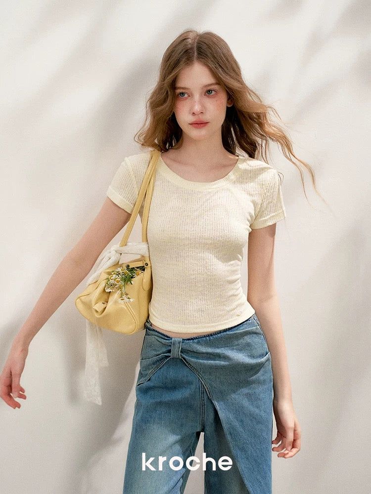 Kroche Floral lace up backless T-shirt