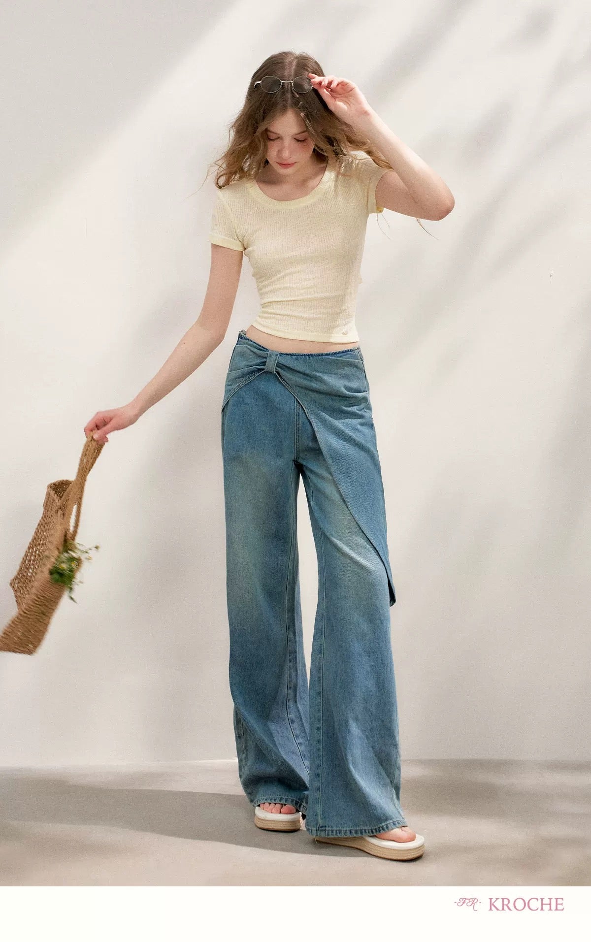 Kroche Floral lace up backless T-shirt