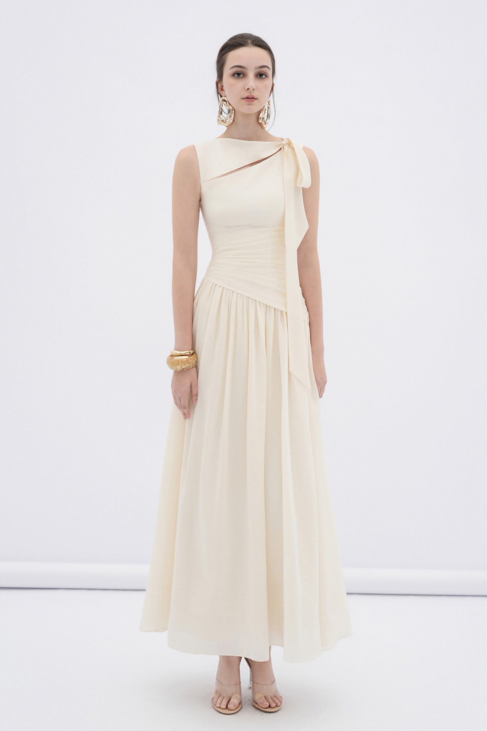 BYDENIO Ciel asymmetric cut-out neckline midi dress