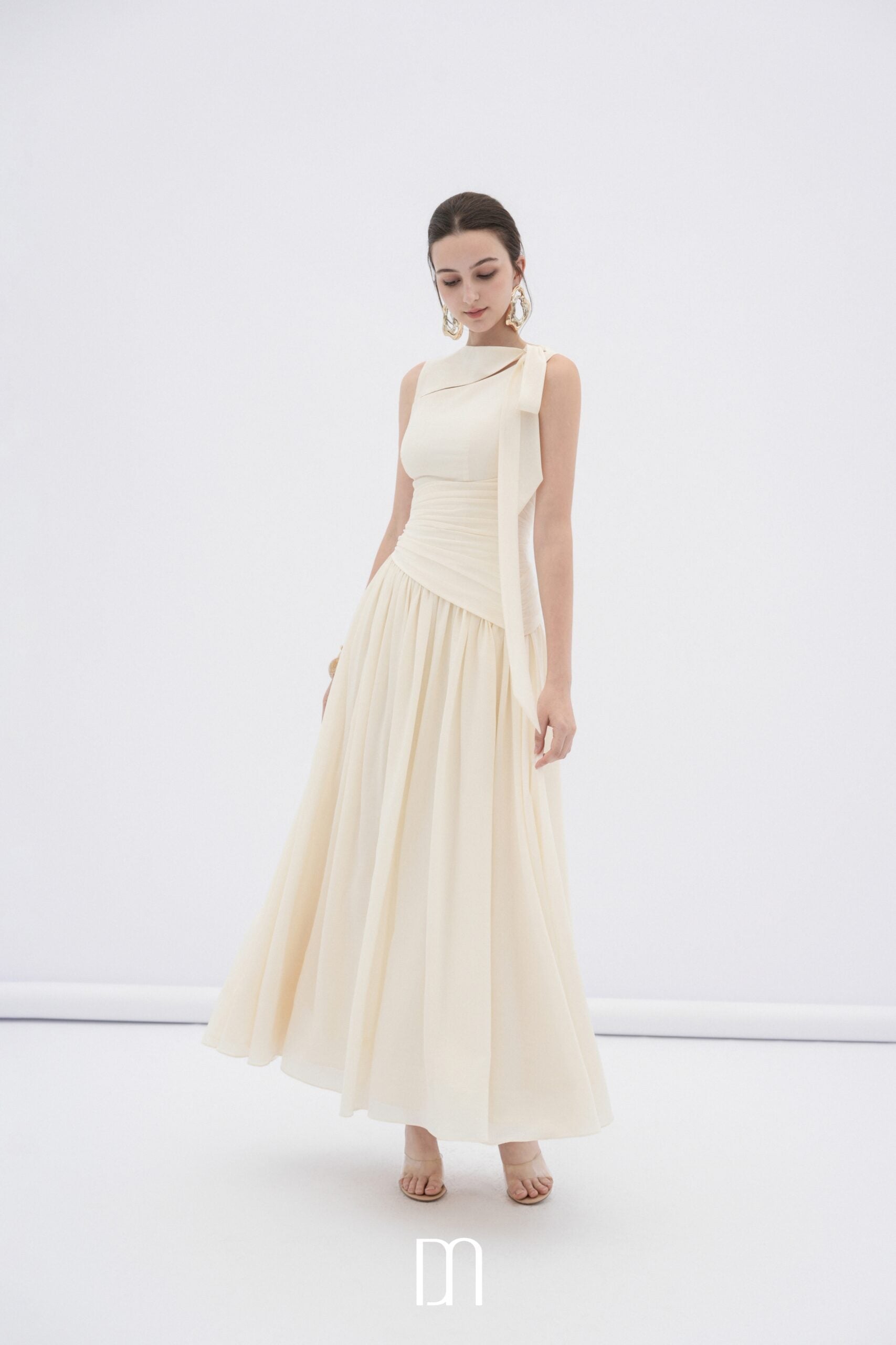 BYDENIO Ciel asymmetric cut-out neckline midi dress