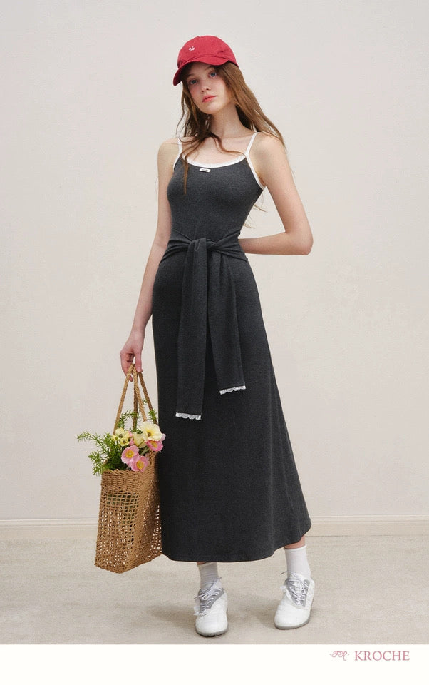 Kroche Fake two-piece knitted camisole dress