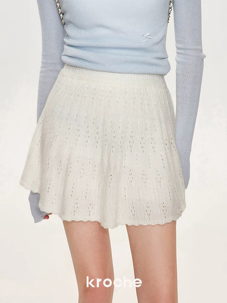 Kroche Texture layering knitted short skirt