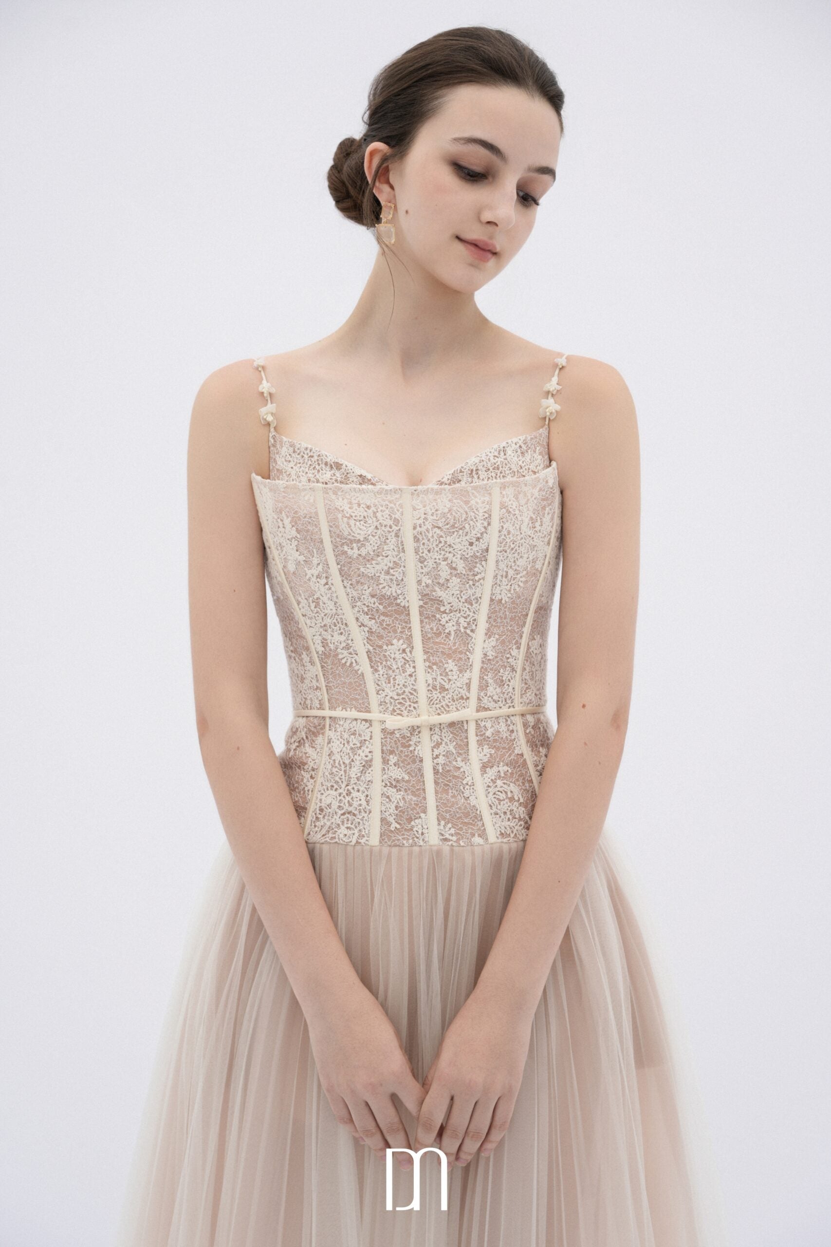 BYDENIO Alizea corset tulle midi dress