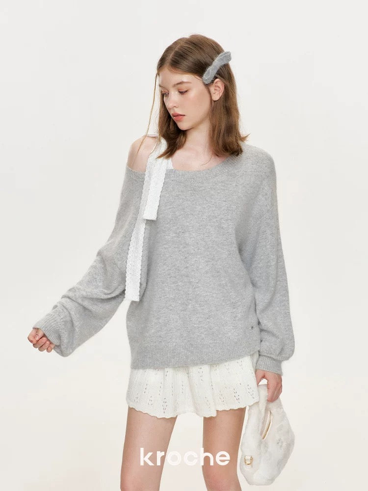 Kroche Texture layering knitted short skirt