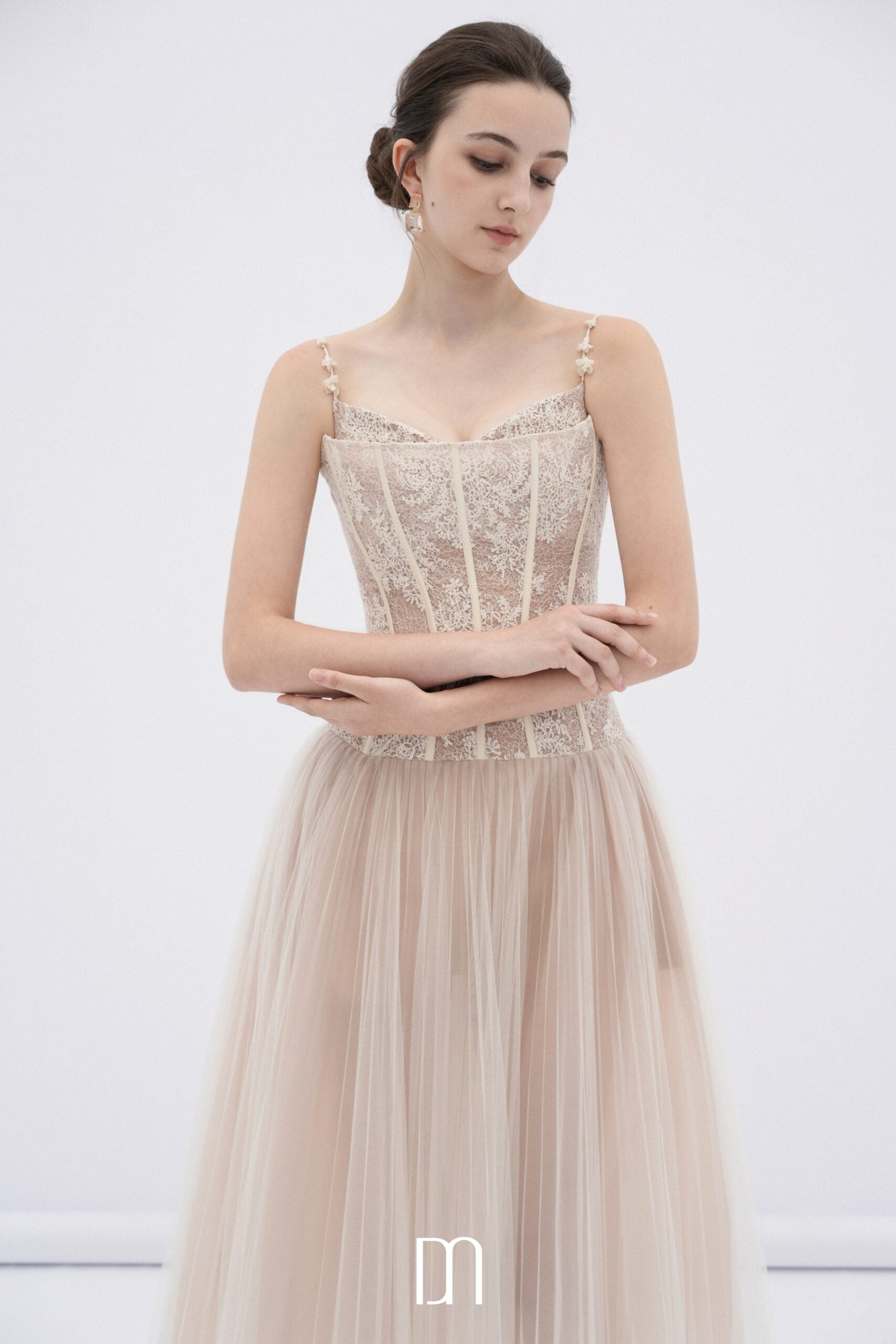 BYDENIO Alizea corset tulle midi dress