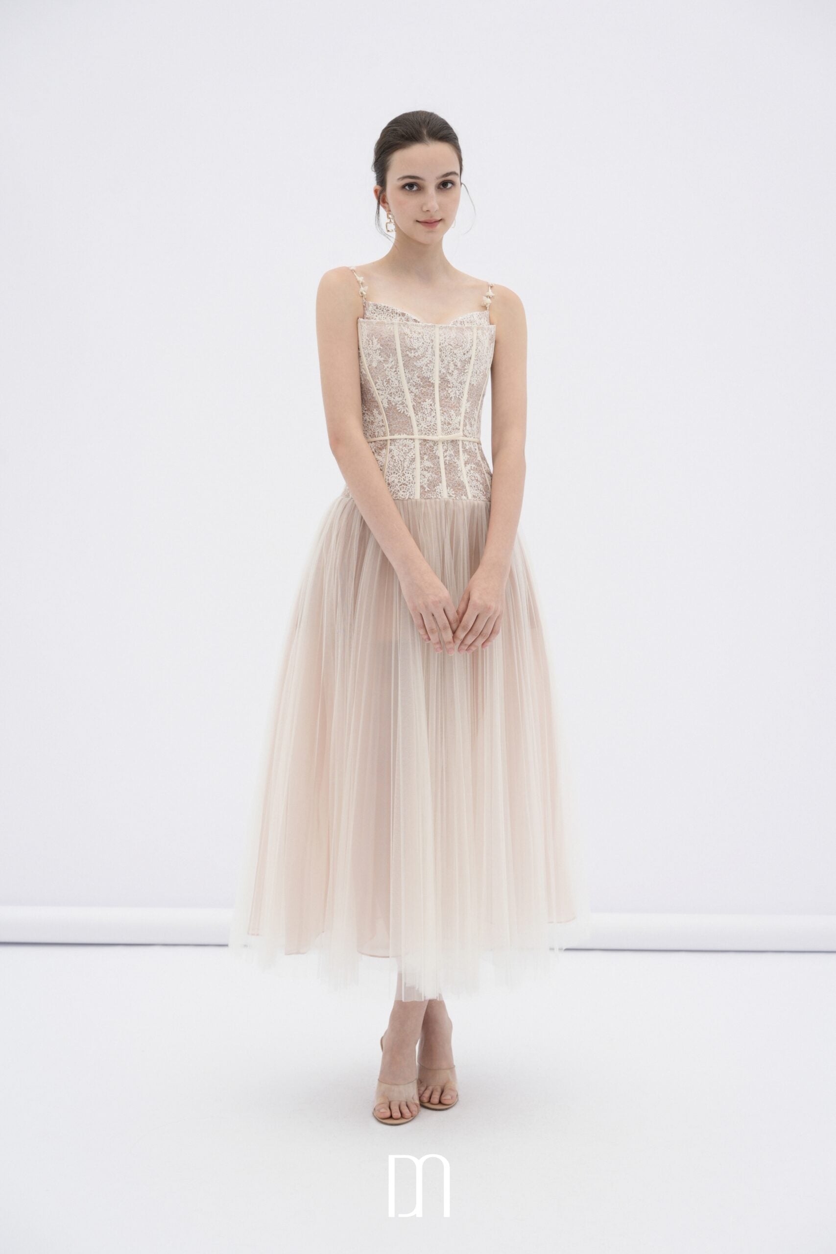 BYDENIO Alizea corset tulle midi dress