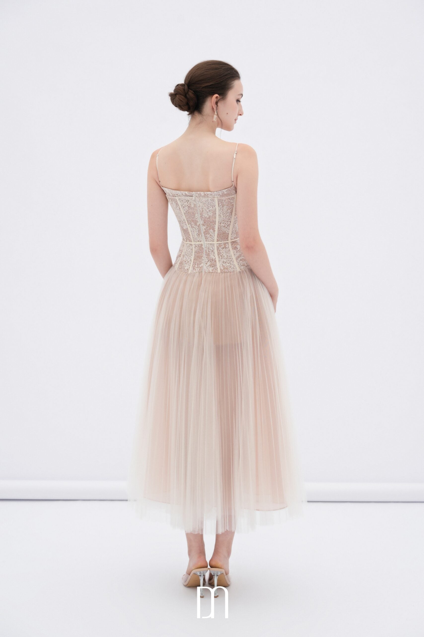 BYDENIO Alizea corset tulle midi dress