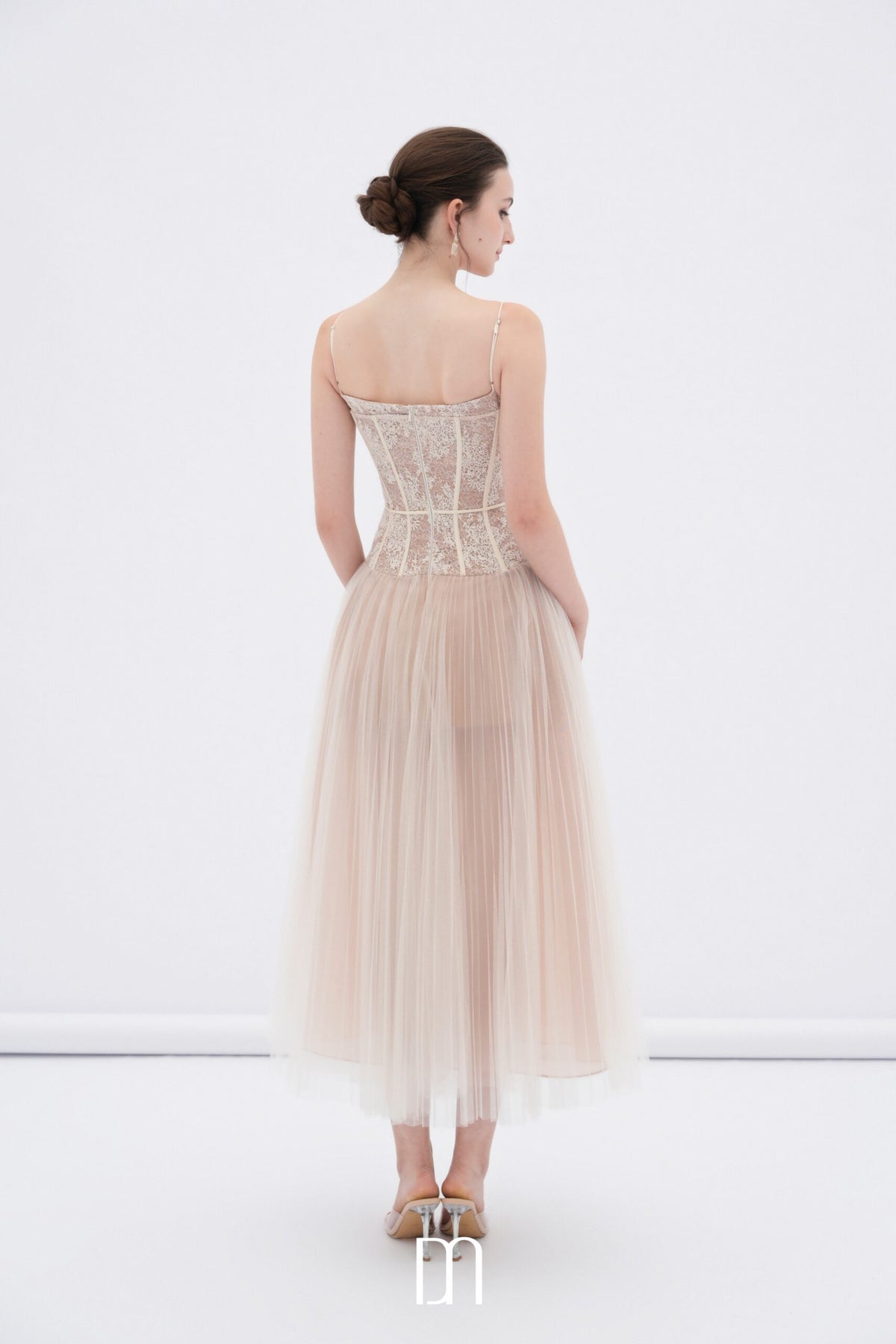 BYDENIO Alizea corset tulle midi dress