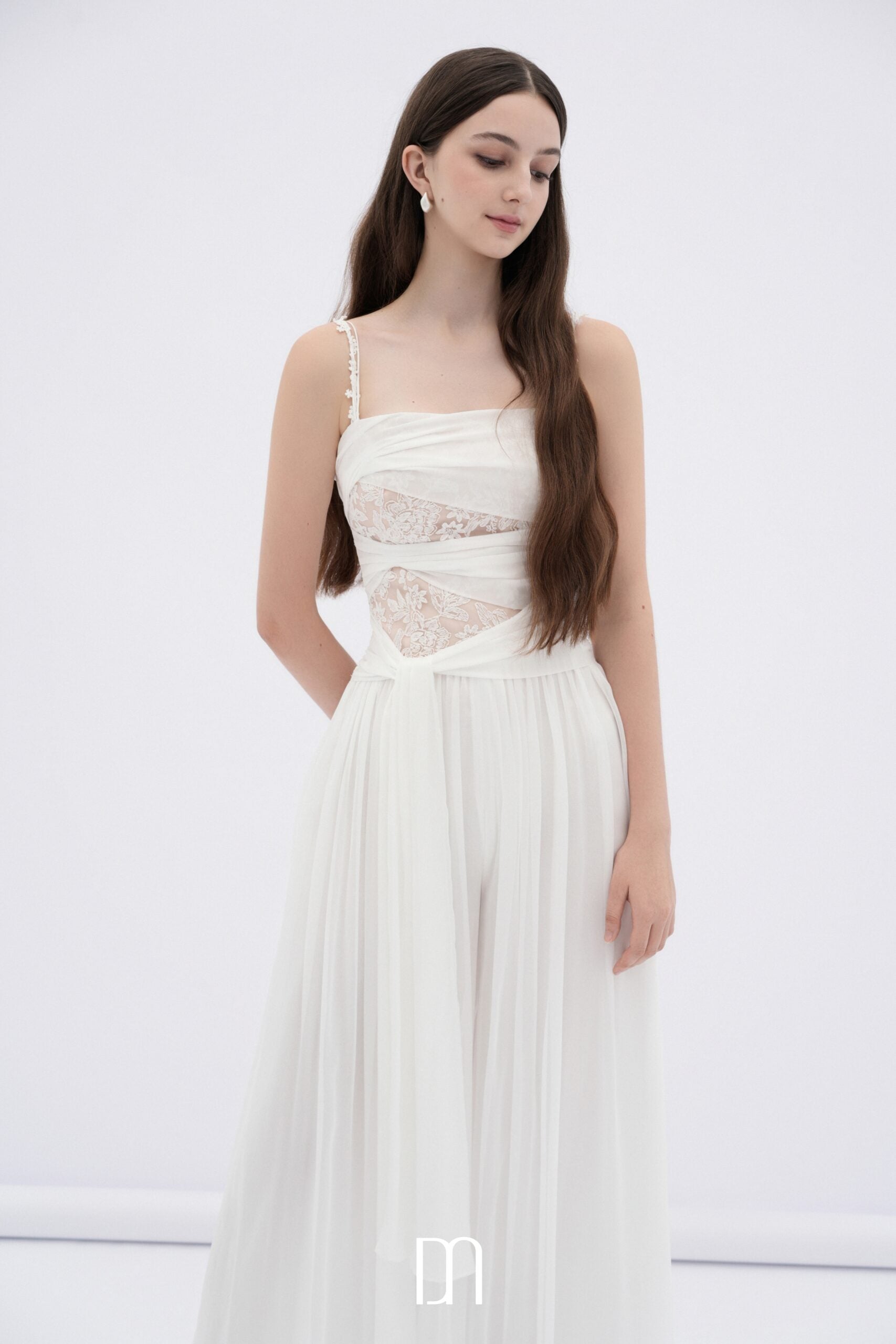 BYDENIO Ivy chiffon jumpsuit with floral shoulder straps