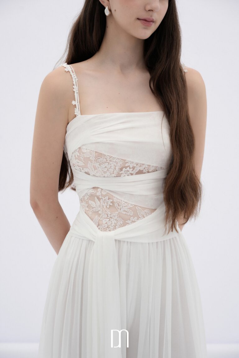 BYDENIO Ivy chiffon jumpsuit with floral shoulder straps