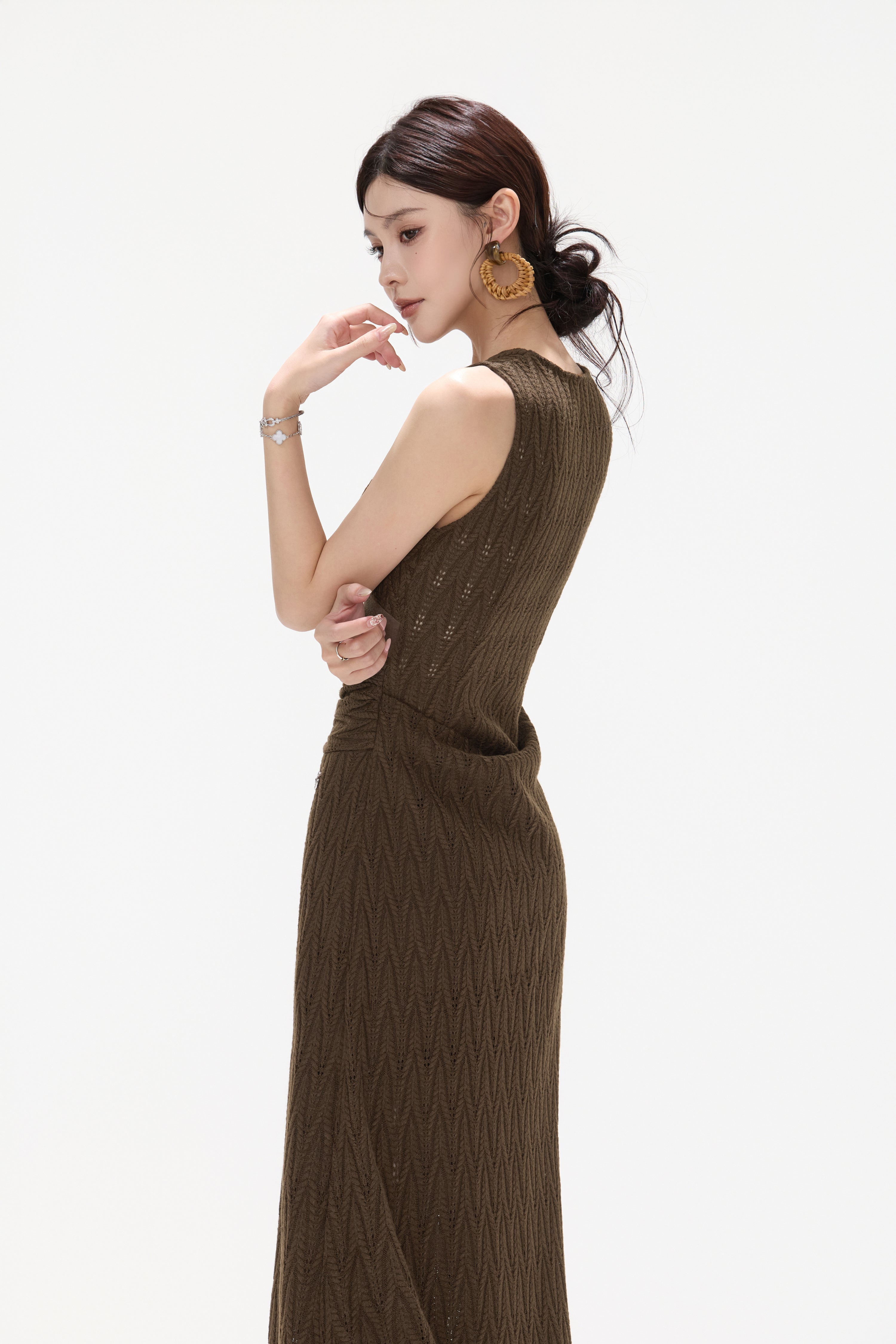 CYNR CY260425DLN Flower ribbon knitted suspender dress
