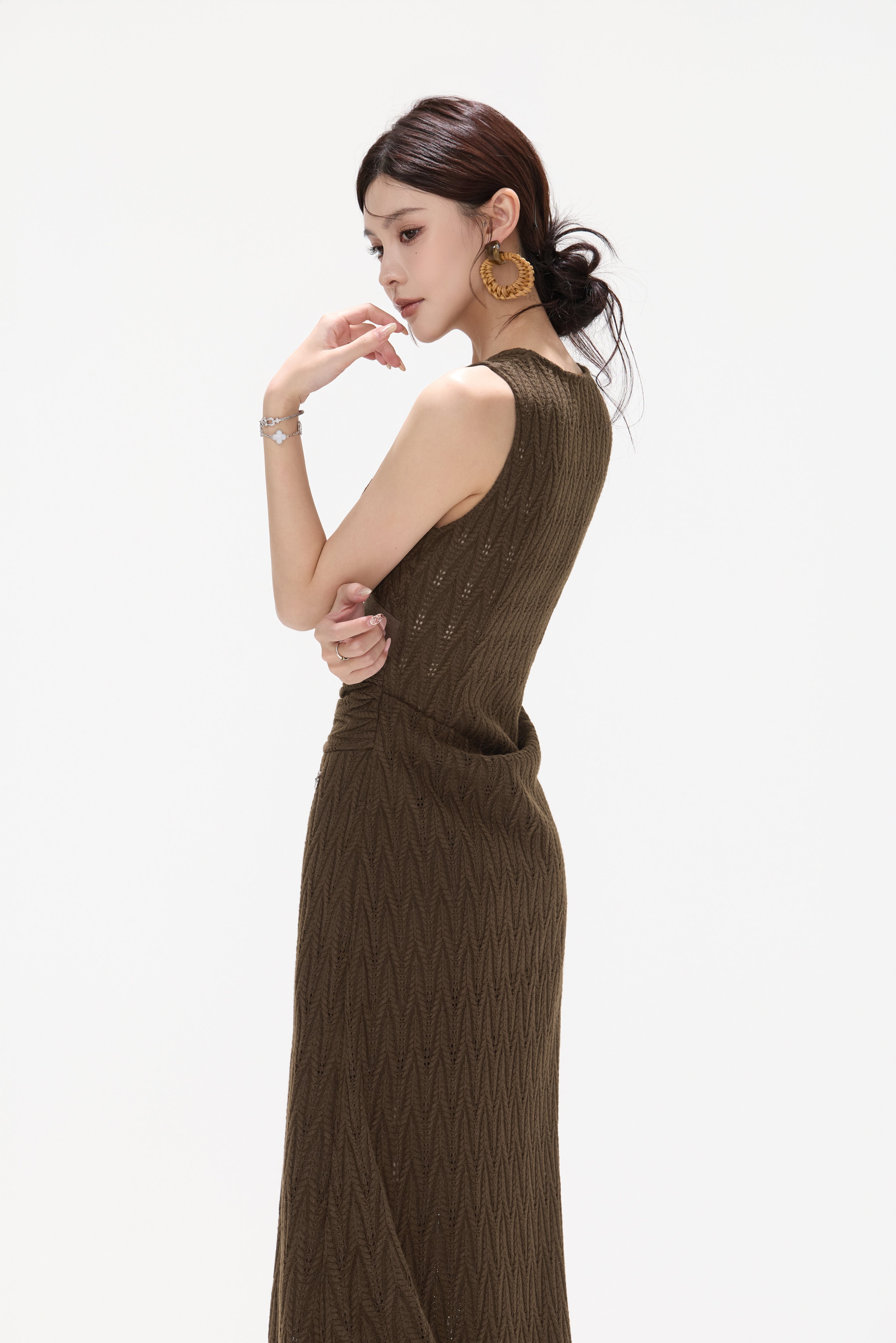 CYNR CY260425DLN Flower ribbon knitted suspender dress