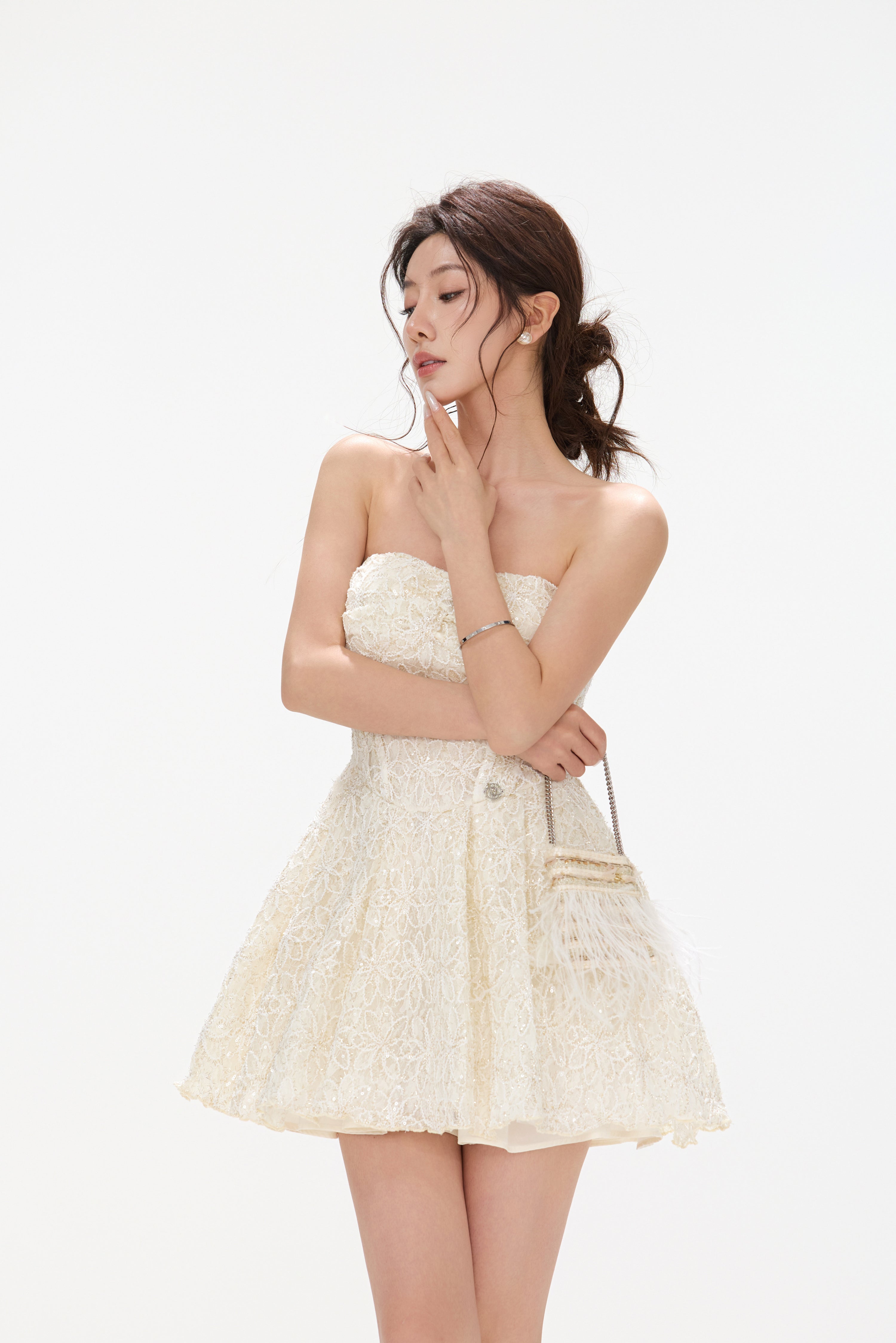 CYNR CY260434DSY Embroidered floral lace fluffy dress