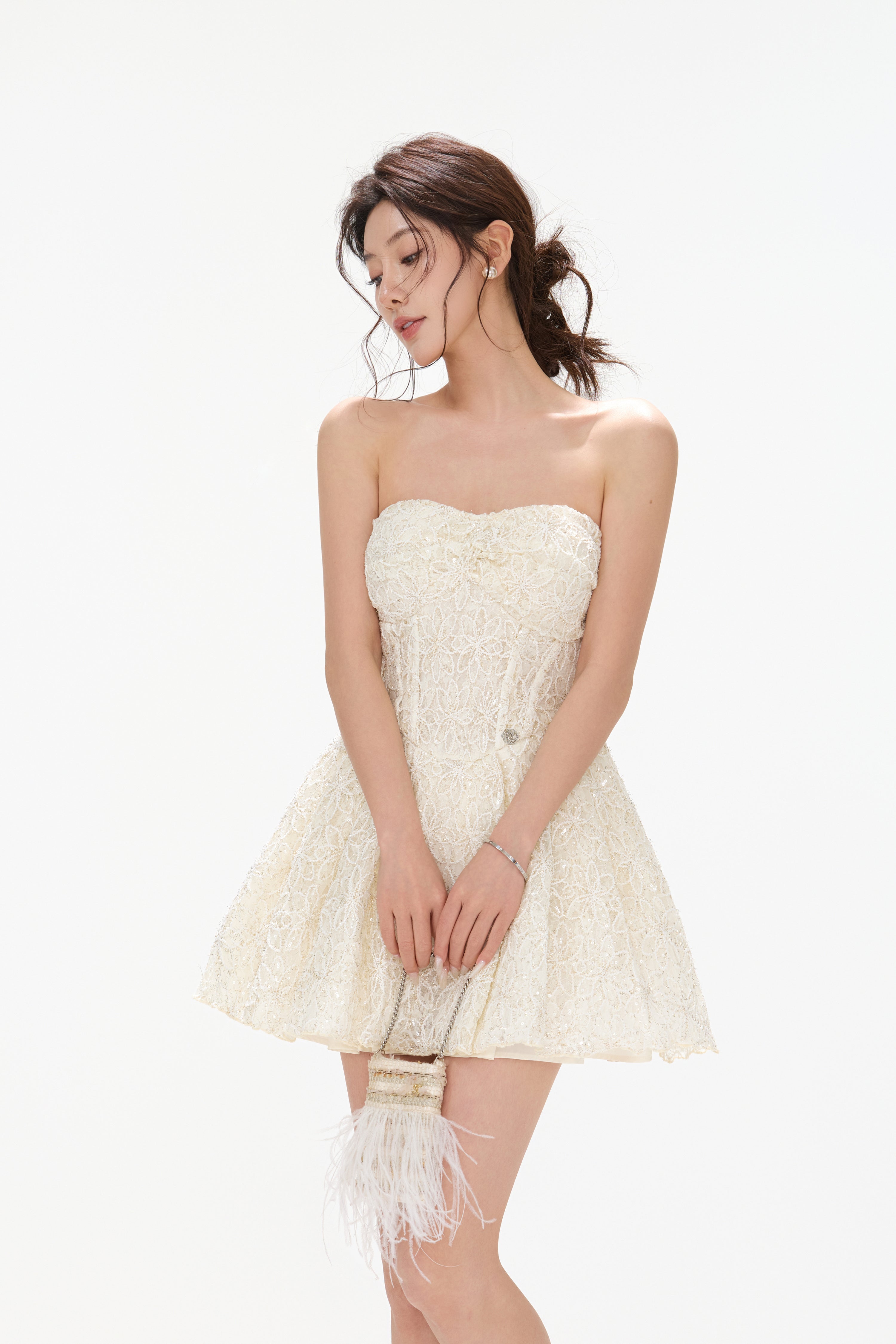 CYNR CY260434DSY Embroidered floral lace fluffy dress