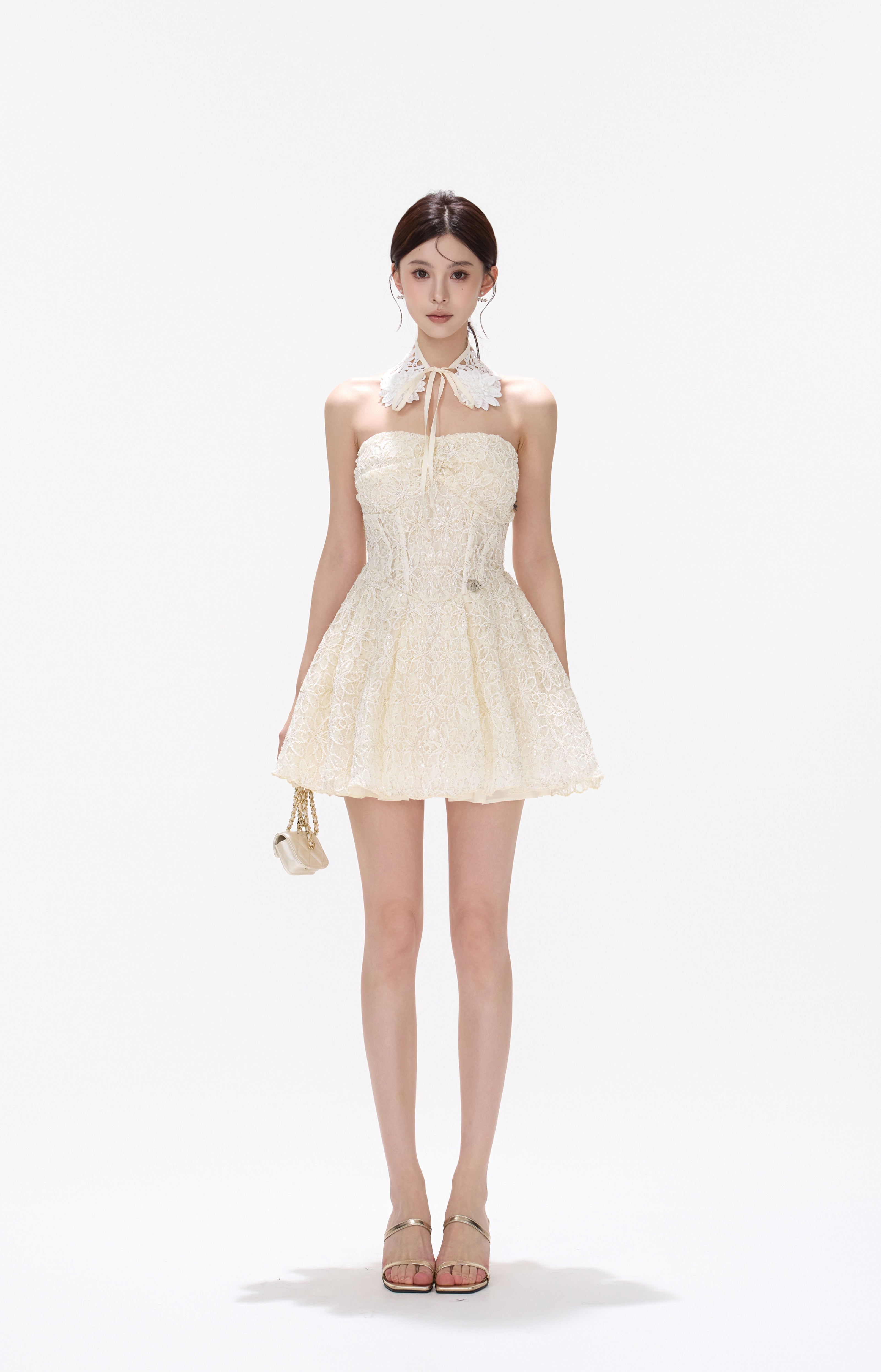 CYNR CY260434DSY Embroidered floral lace fluffy dress